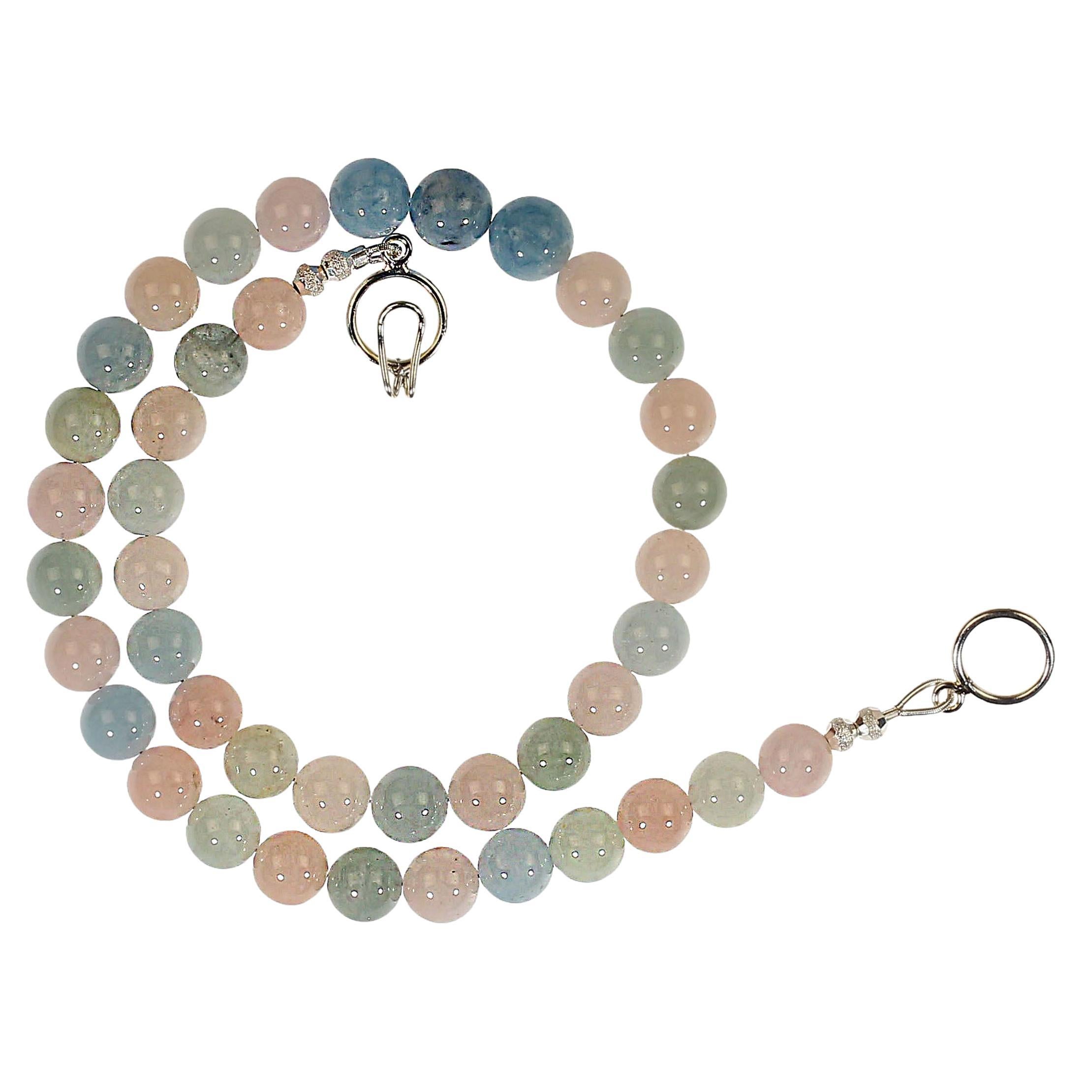 Artigiano AJD Collana di berillo lucidato multi colore da 16 pollici in vendita