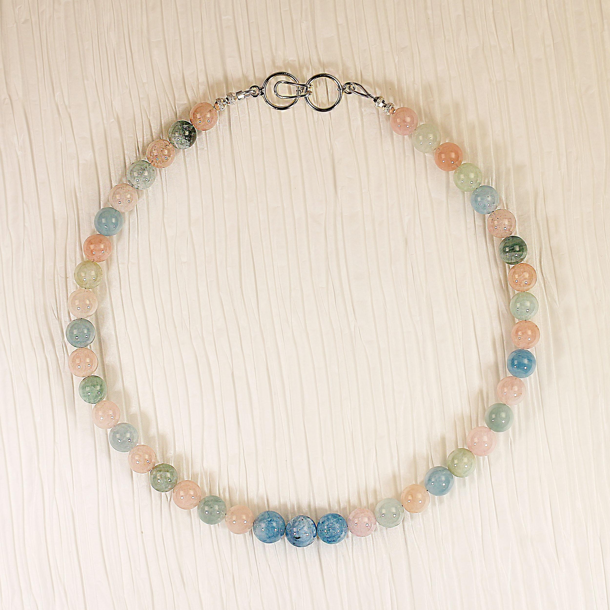 AJD Collana di berillo lucidato multi colore da 16 pollici in vendita 3