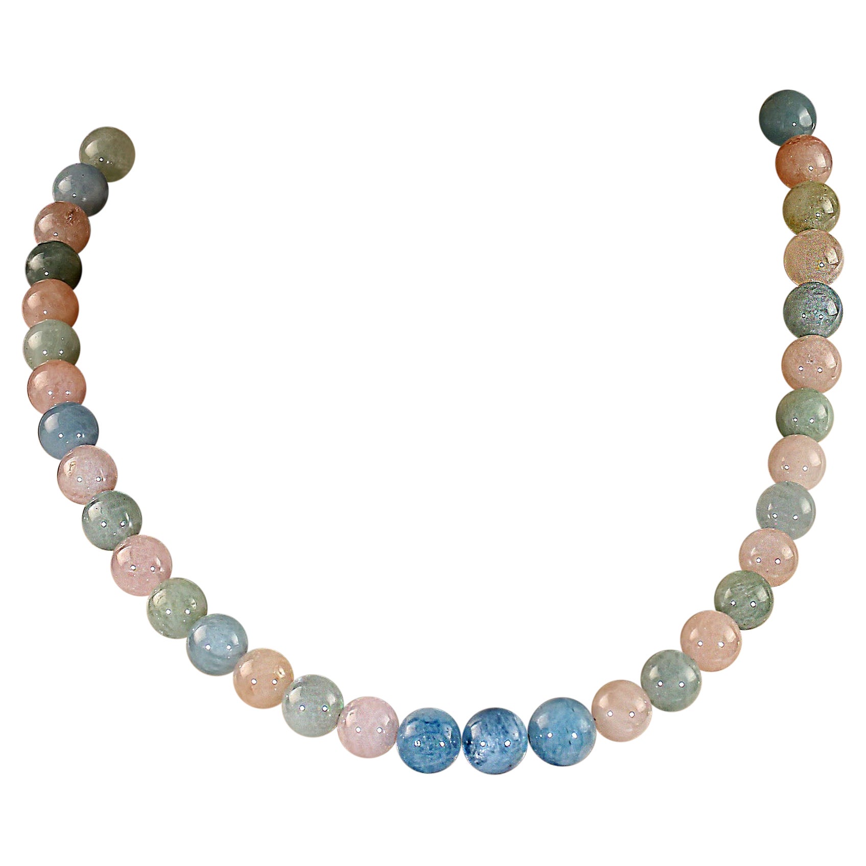 AJD Collana di berillo lucidato multi colore da 16 pollici in vendita