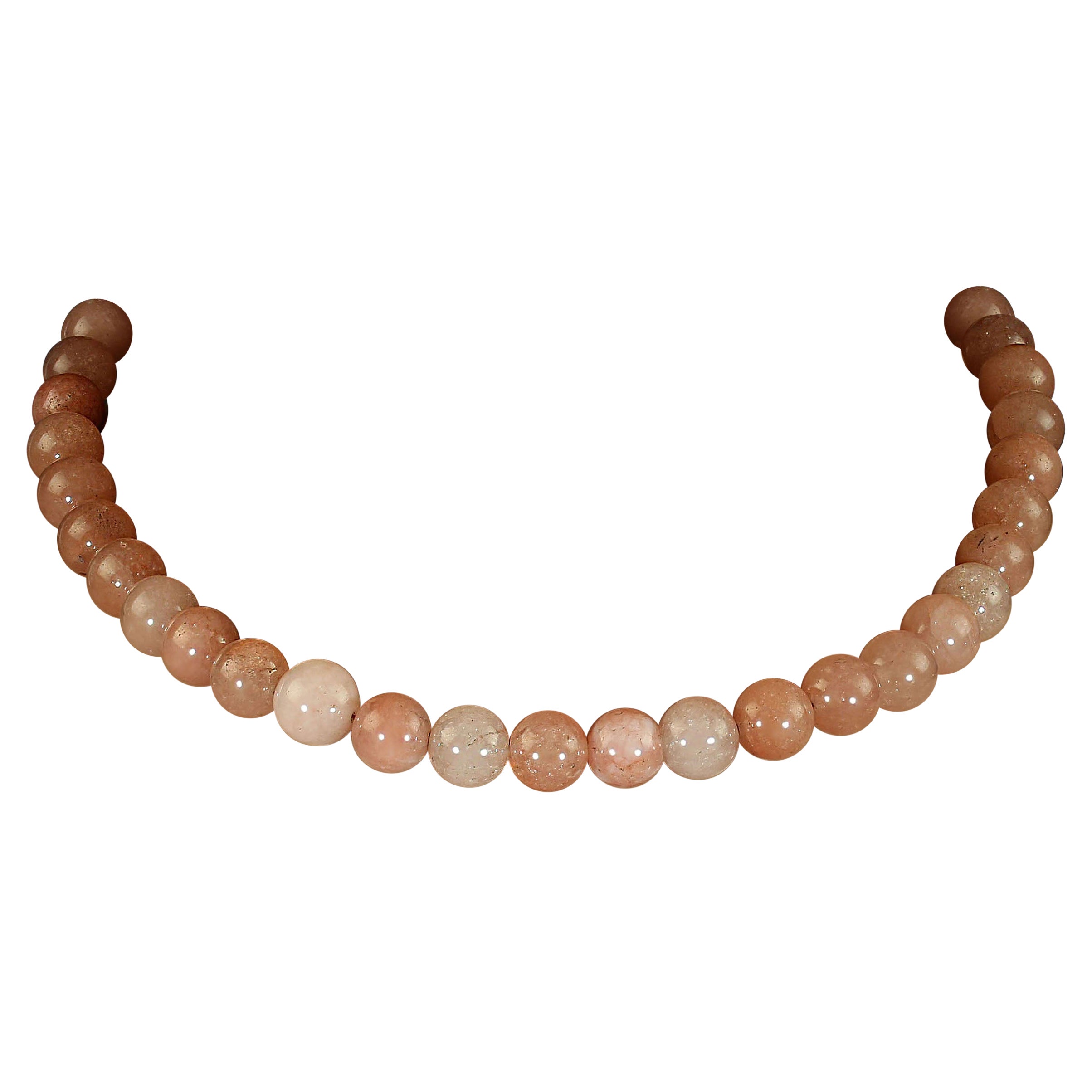 AJD Collier d'agate orange/pêche de 16 pouces avec fermoir à bascule en argent de Bali