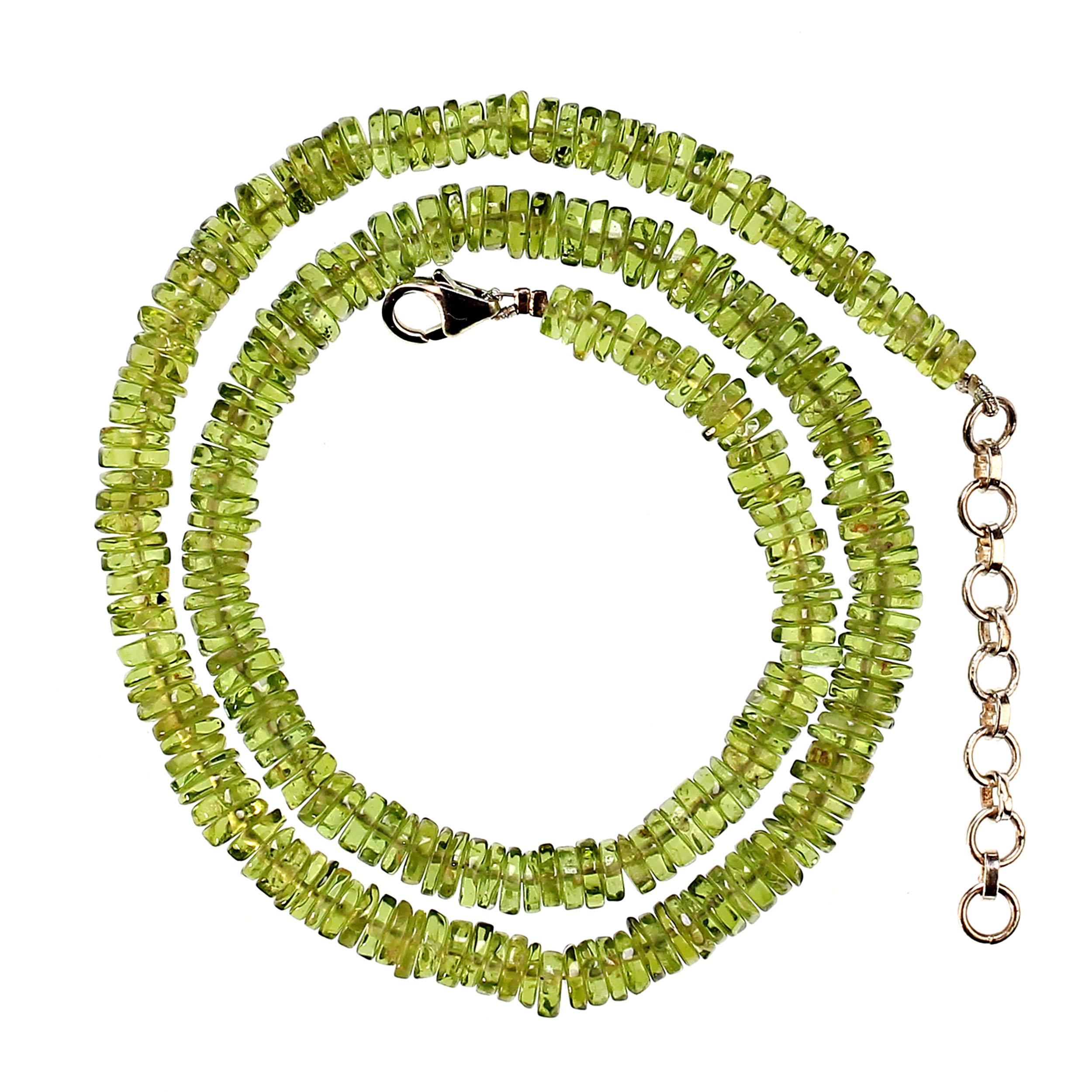 Bead AJD 16 Inch Polished Peridot Rondelles Choker necklace  Perfect Gift! For Sale