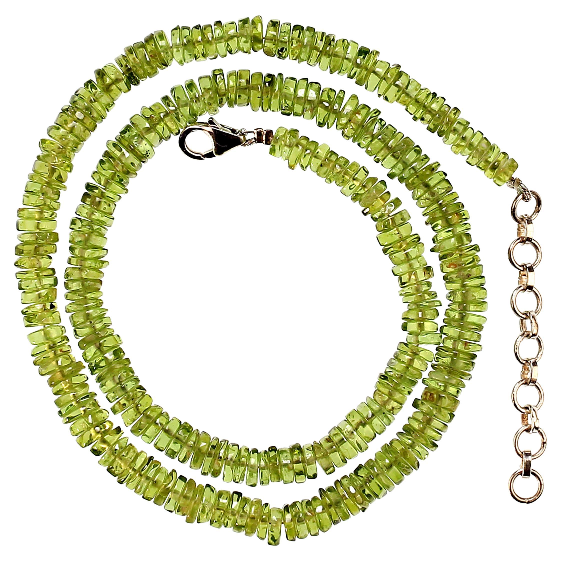 AJD 16 Inch Polished Peridot Rondelles Choker necklace  Perfect Gift! For Sale