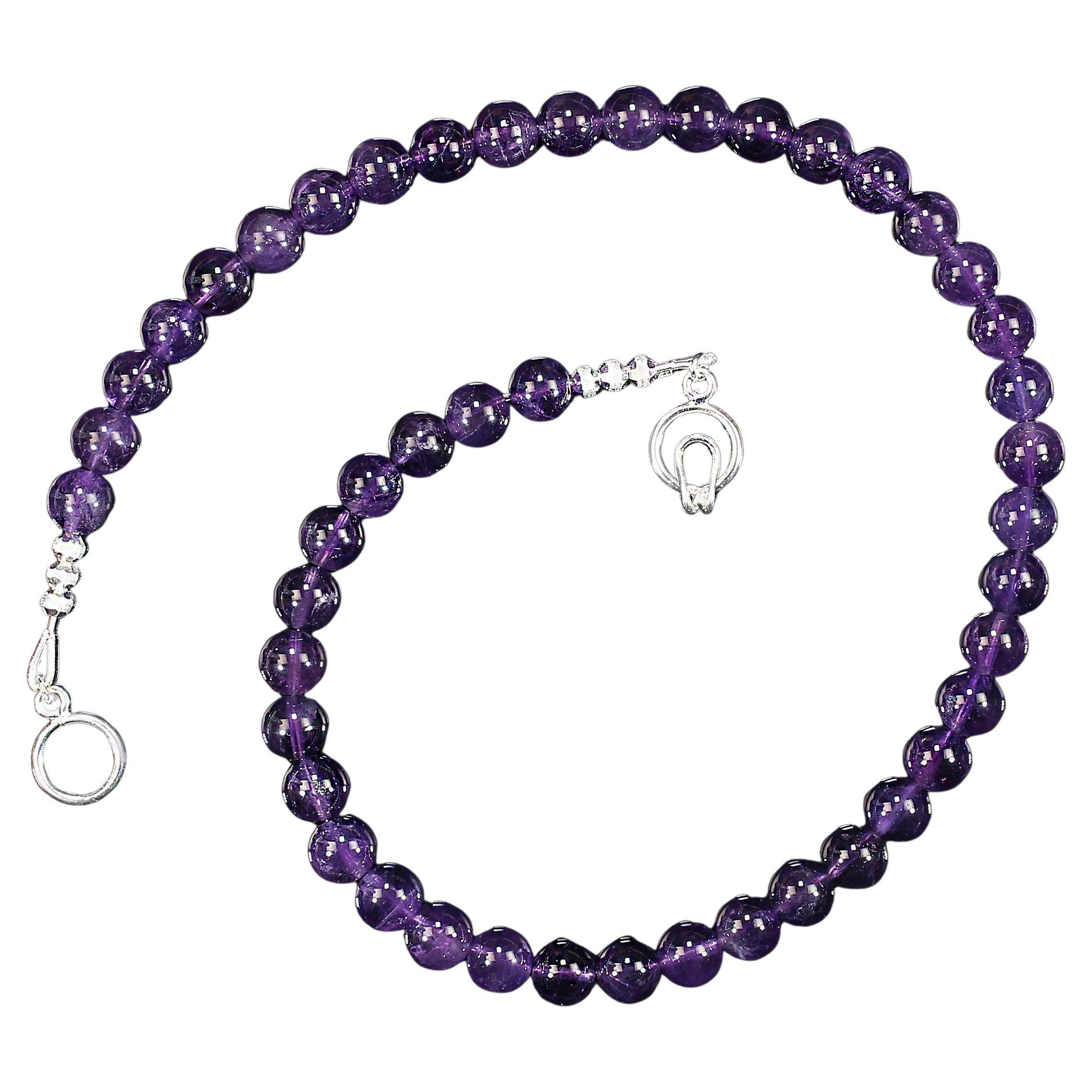 AJD 17 Inch Amethyst Translucent 8 MM February Birthstone in vendita