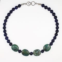 Aria Jewelry Design 17-Inch Dyed Blue Agate & Turquoise Necklace