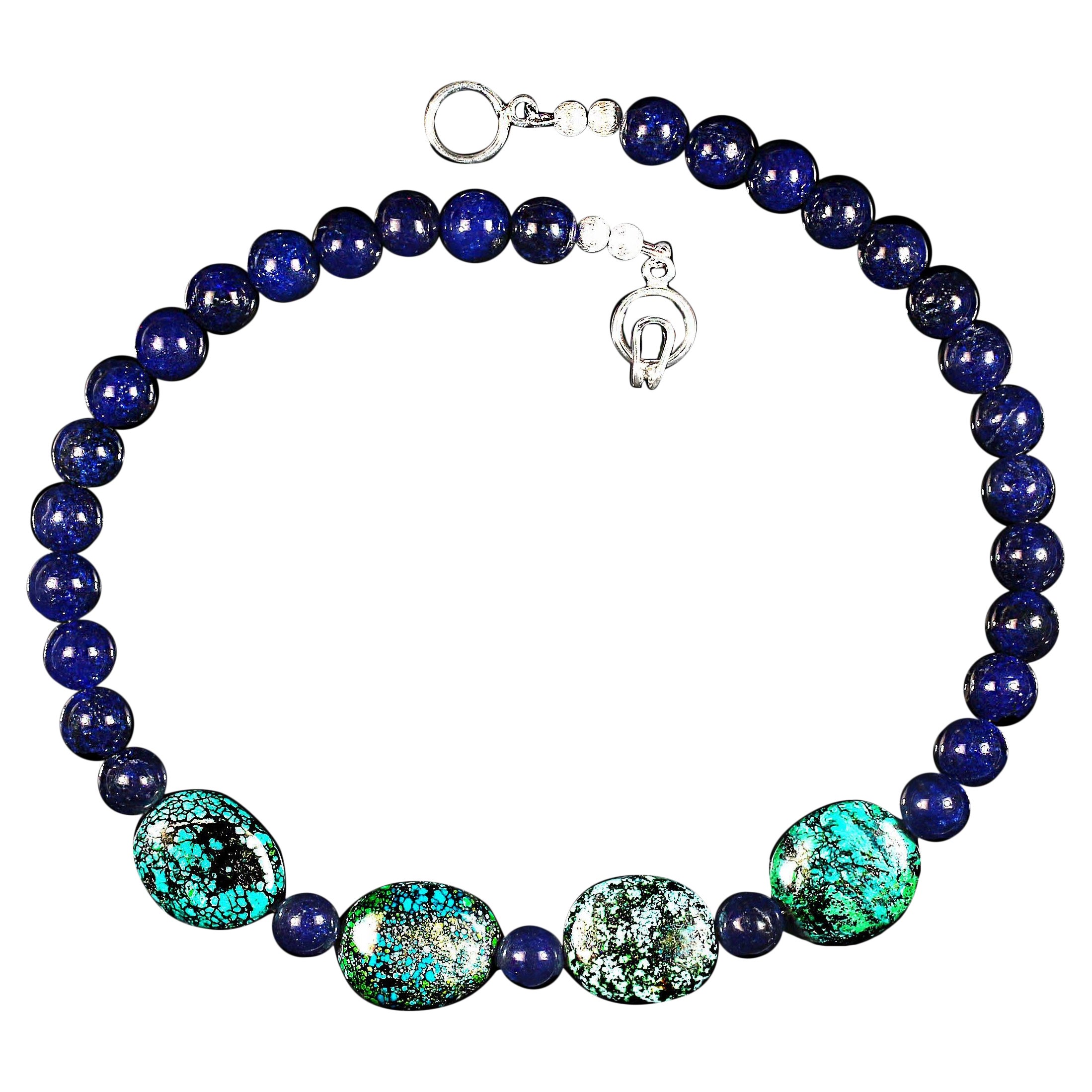 AJD 17 pollici Agata blu e pepita di turchese Ottimo regalo