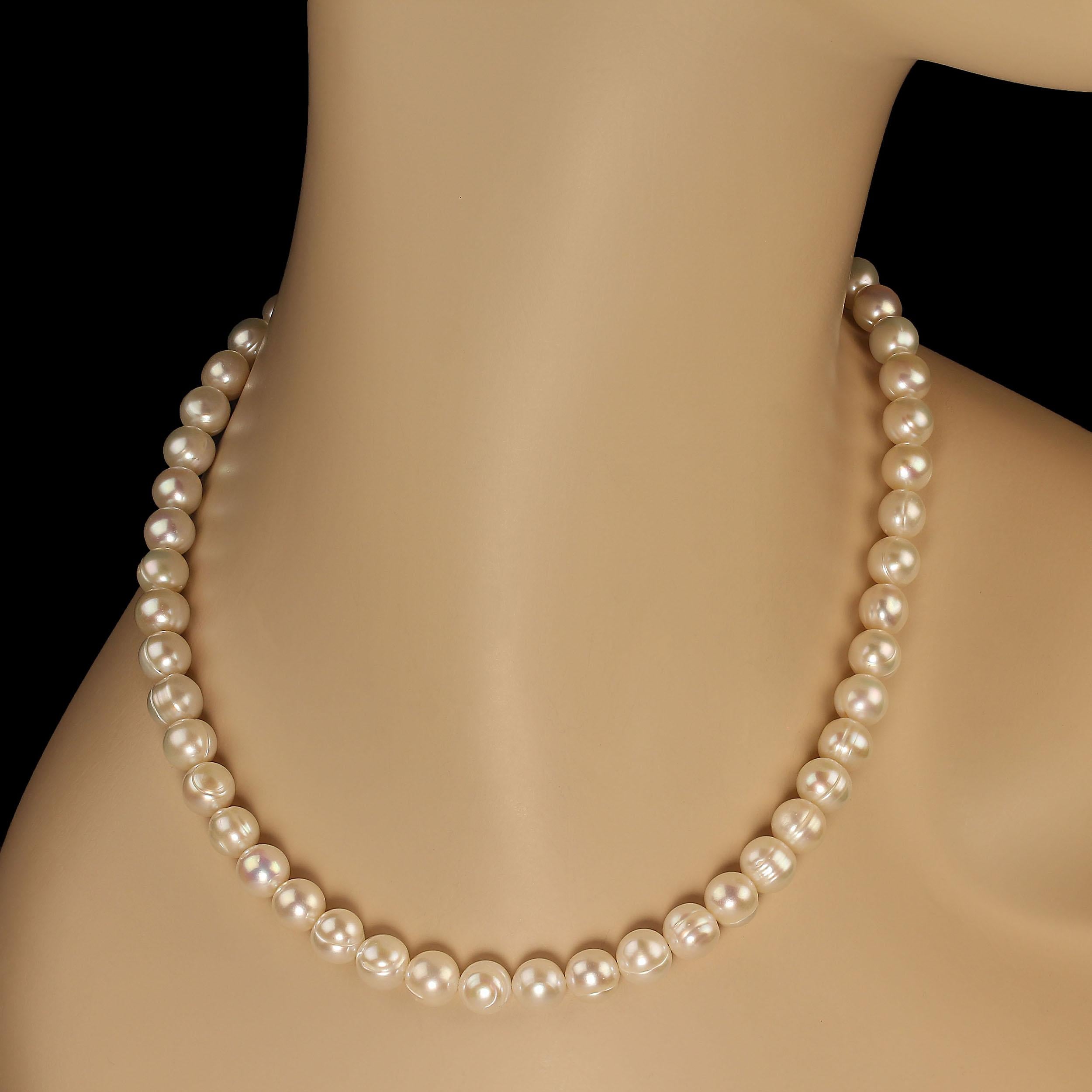 Artisan AJD 17 Inch Creamy White 9 MM Pearl Necklace Perfect Gift 