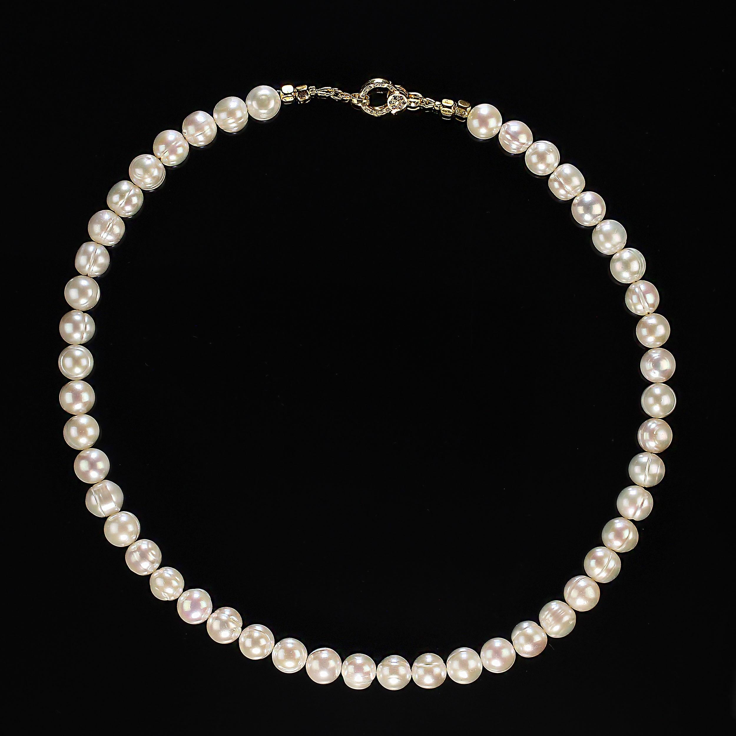 AJD 17 Inch Creamy White 9 MM Pearl Necklace Perfect Gift  In New Condition In Raleigh, NC