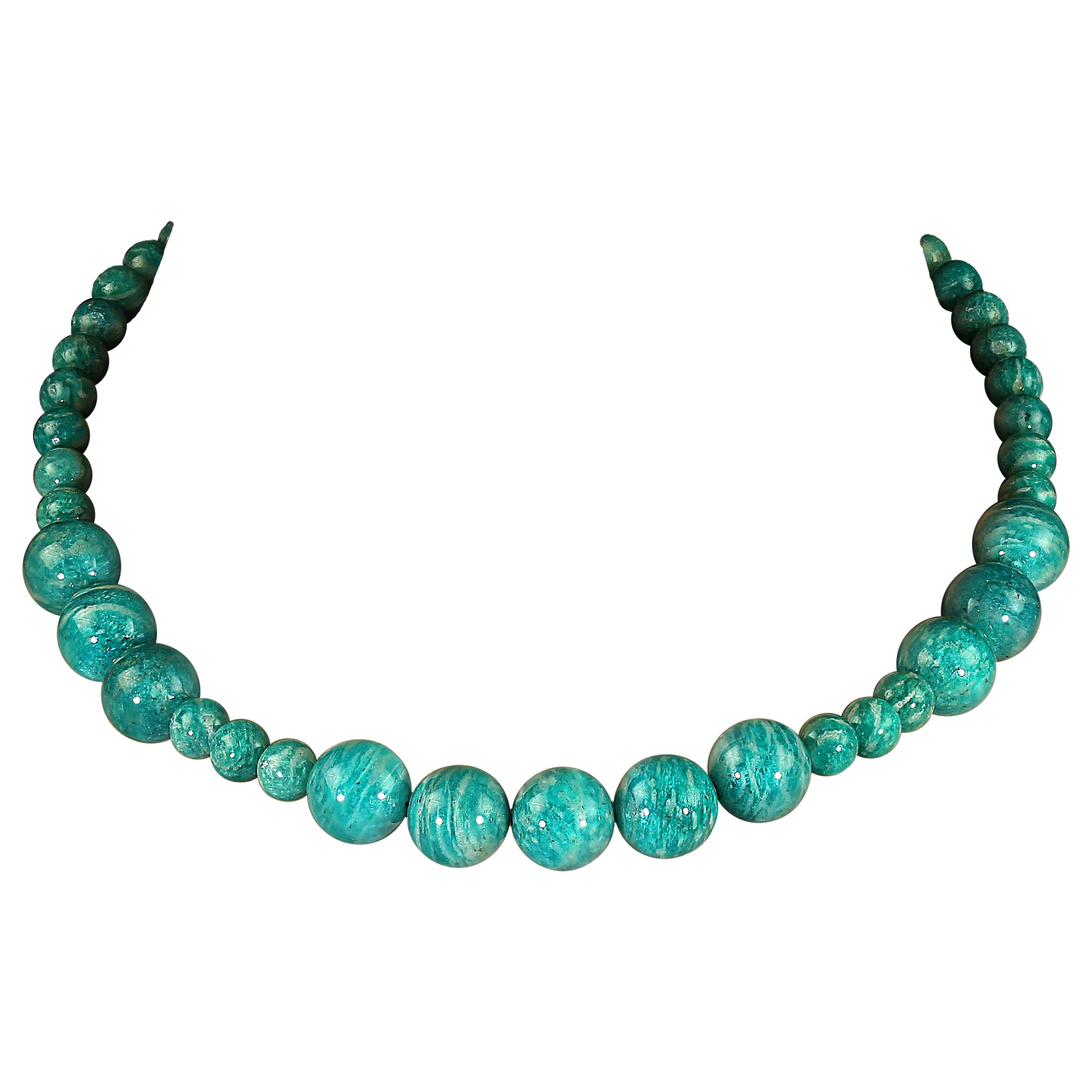 AJD 17 Inch Deep Green Amazonite Graduated Necklace Great Gift !