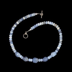 AJD 17 Inch Delicate Blue Lace Agate Necklace
