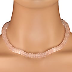 AJD 17 Inch Elegant Rose Quartz Rondelle Necklace