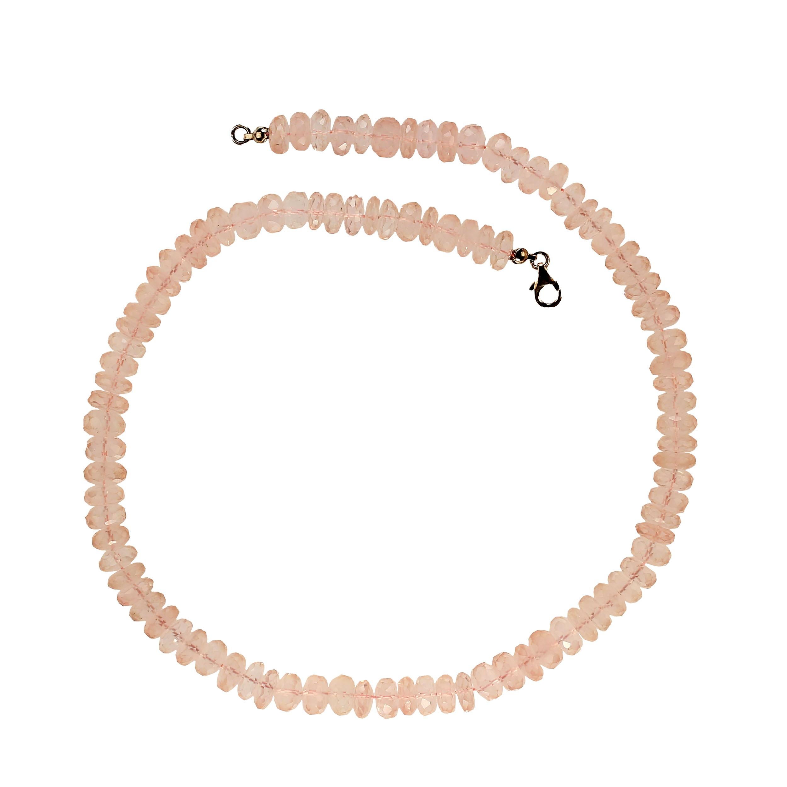 AJD 17 Inch Elegant Rose Quartz Rondelle Necklace    Great Valentine's Day Gift! In New Condition For Sale In Raleigh, NC