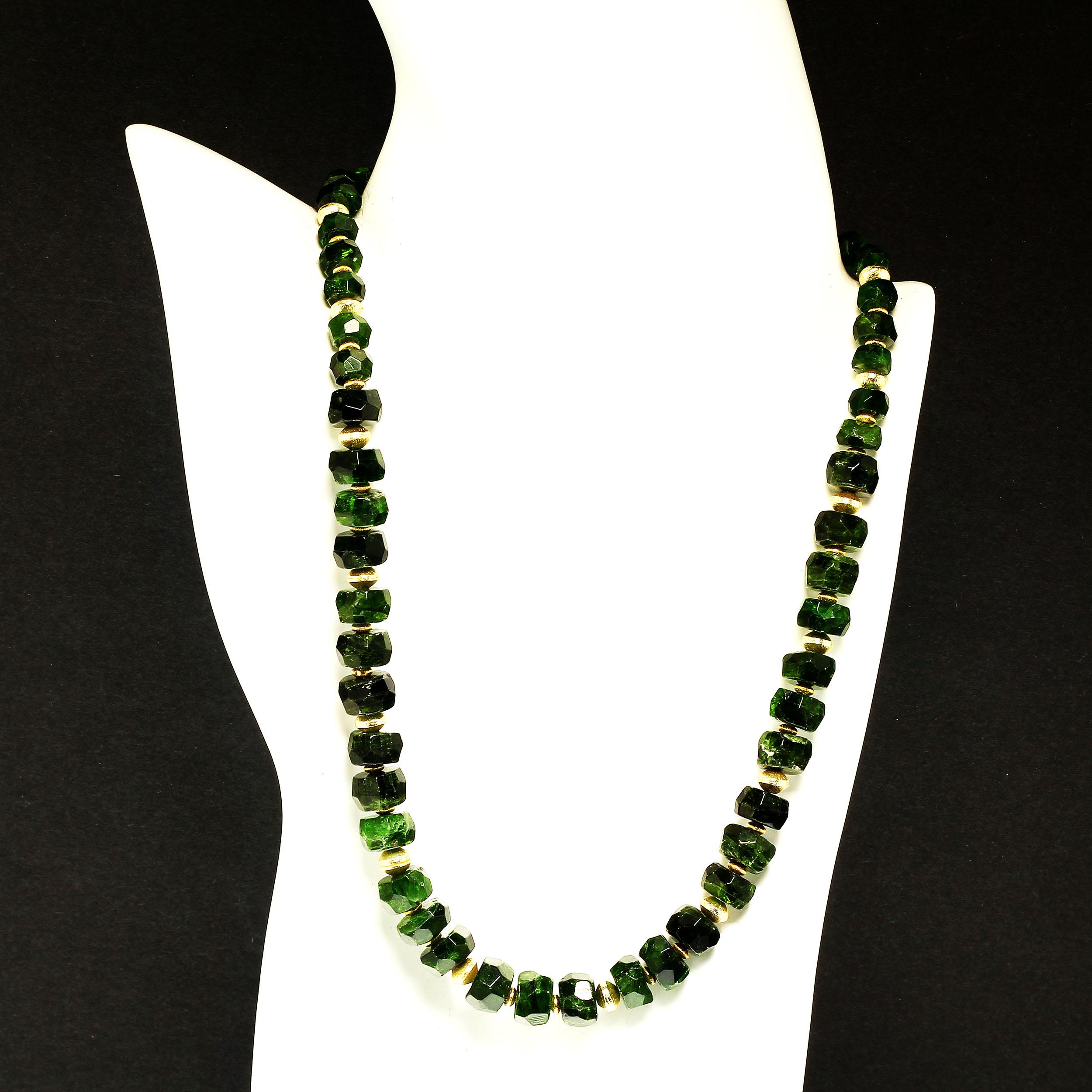 AJD 17 pollici  Collana di diopside di cromo verde sfaccettato in vendita 2