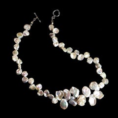 AJD Glowing White Keshi Pearl Necklace
