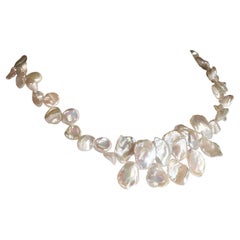 AJD Glowing White Keshi Pearl Necklace