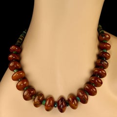 AJD 17 Inch Highly Polished Brown Turquoise Rondelle Necklace