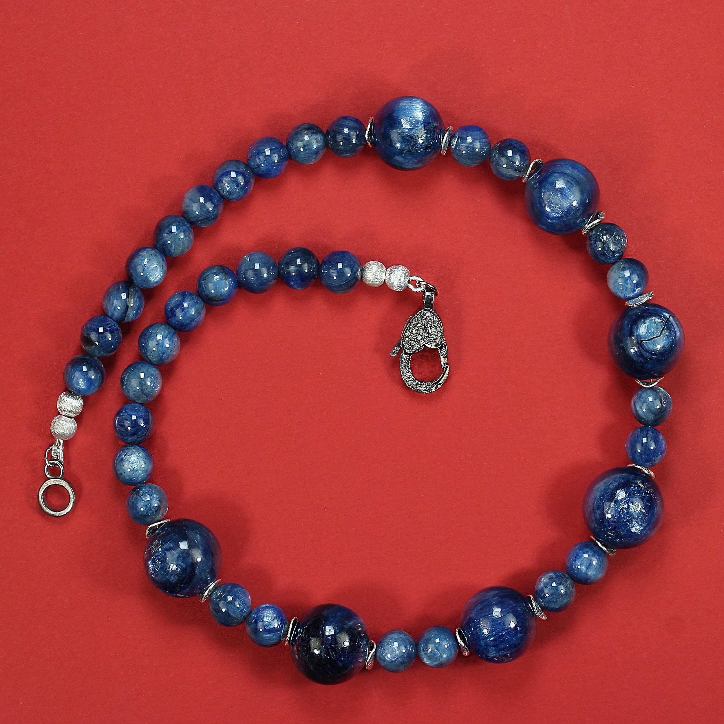 AJD 17 Zoll glänzend blau Kyanit Halskette perfektes Geschenk im Angebot 1