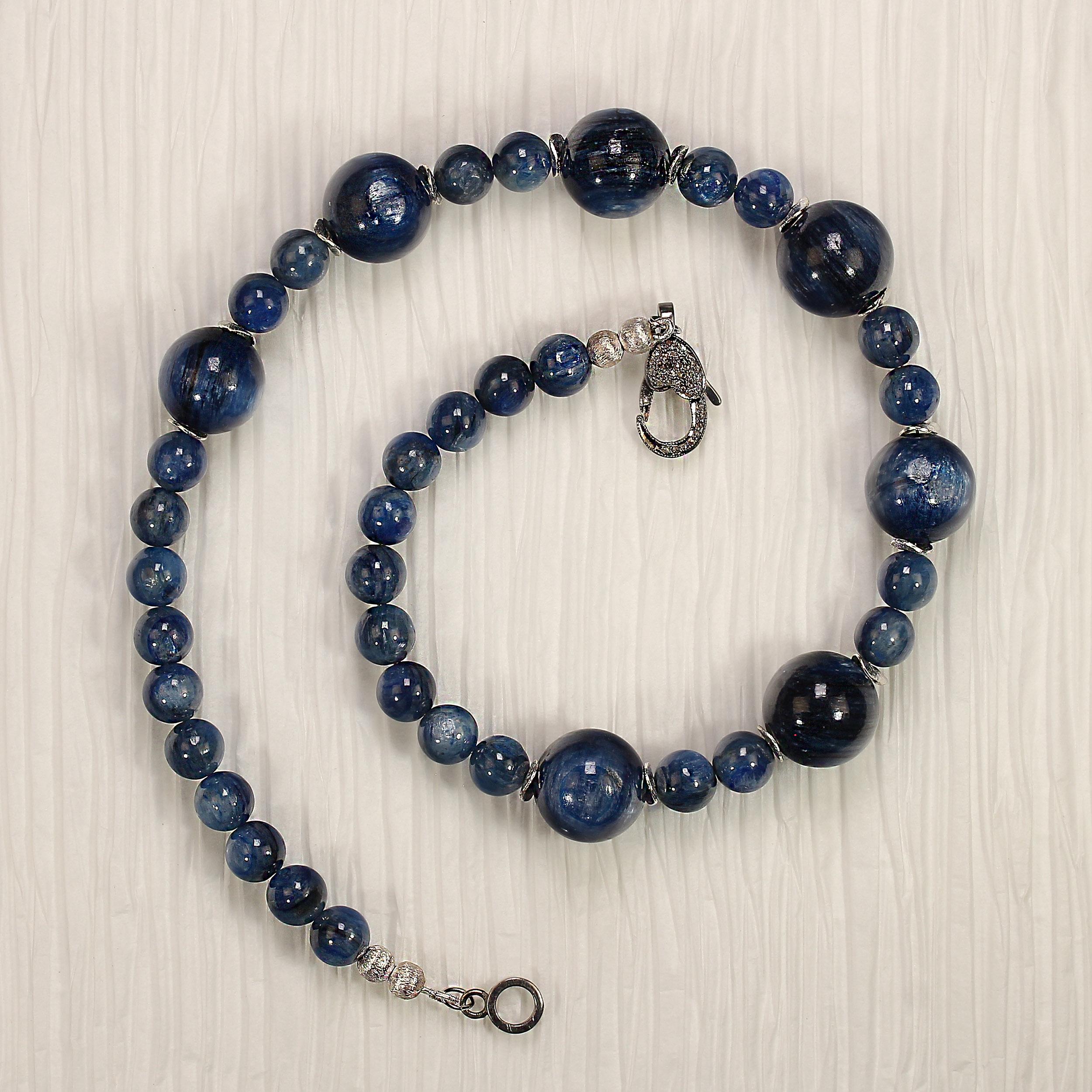 AJD 17 Zoll glänzend blau Kyanit Halskette perfektes Geschenk im Angebot 3