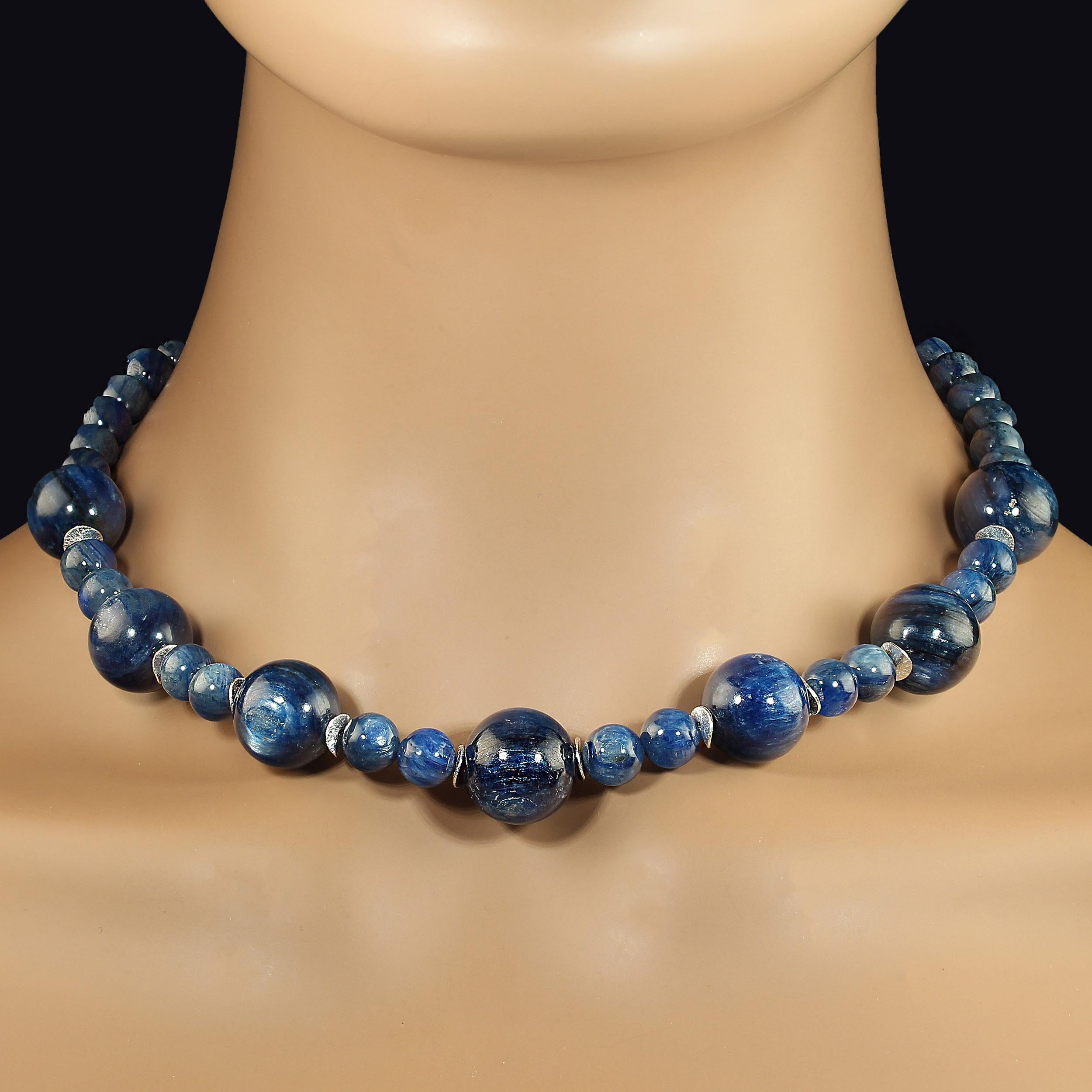 AJD 17 Zoll glänzend blau Kyanit Halskette perfektes Geschenk im Angebot 4