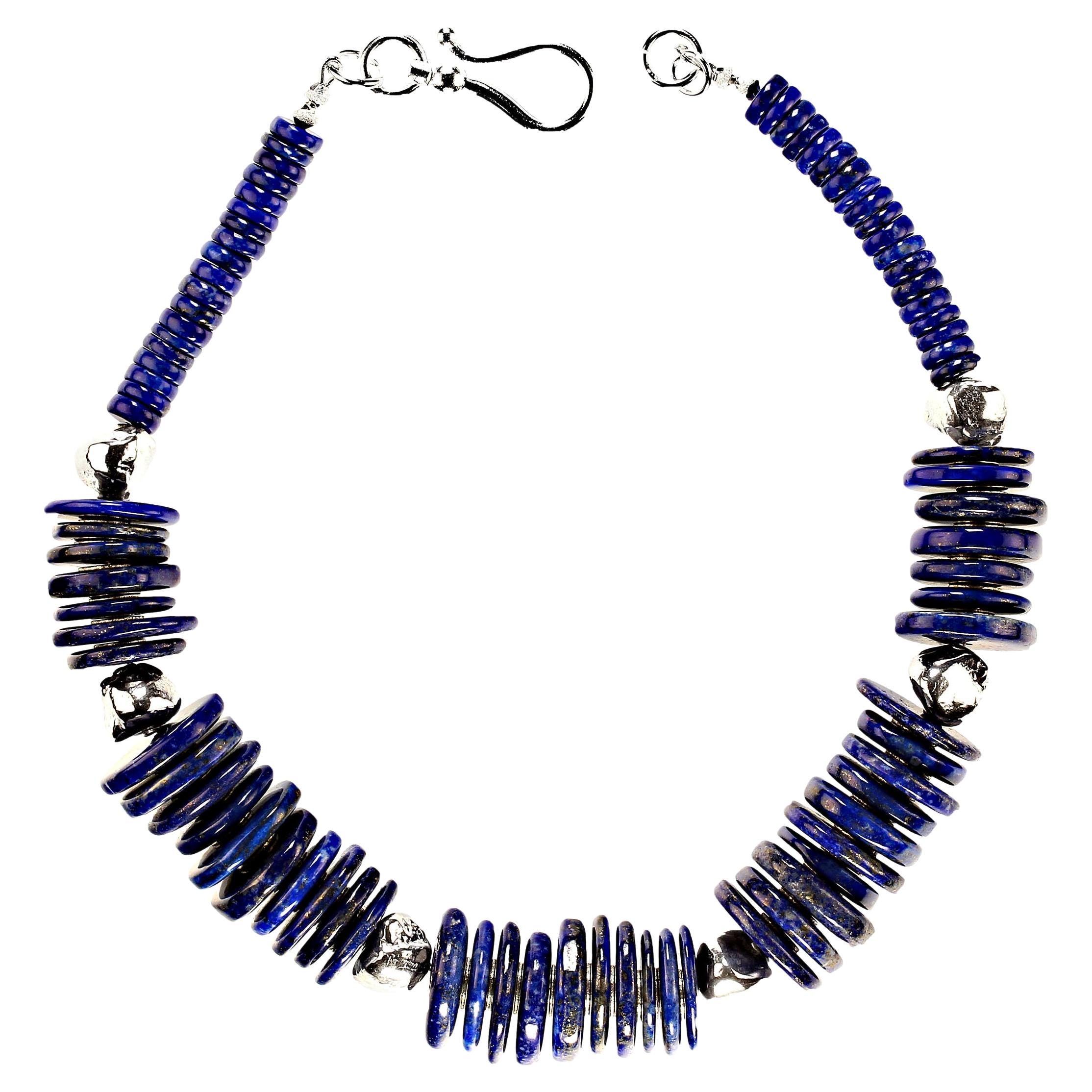 Artisan AJD 17 Inch Magnificent Choker Lapis Lazuli and Sterling Silver Necklace  For Sale