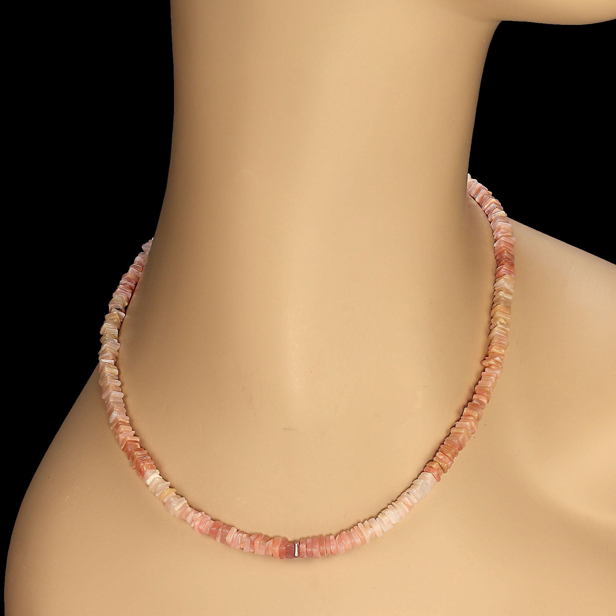 Artisan AJD 17 Inch Pink Peruvian Opal necklace      Great  Gift For Sale