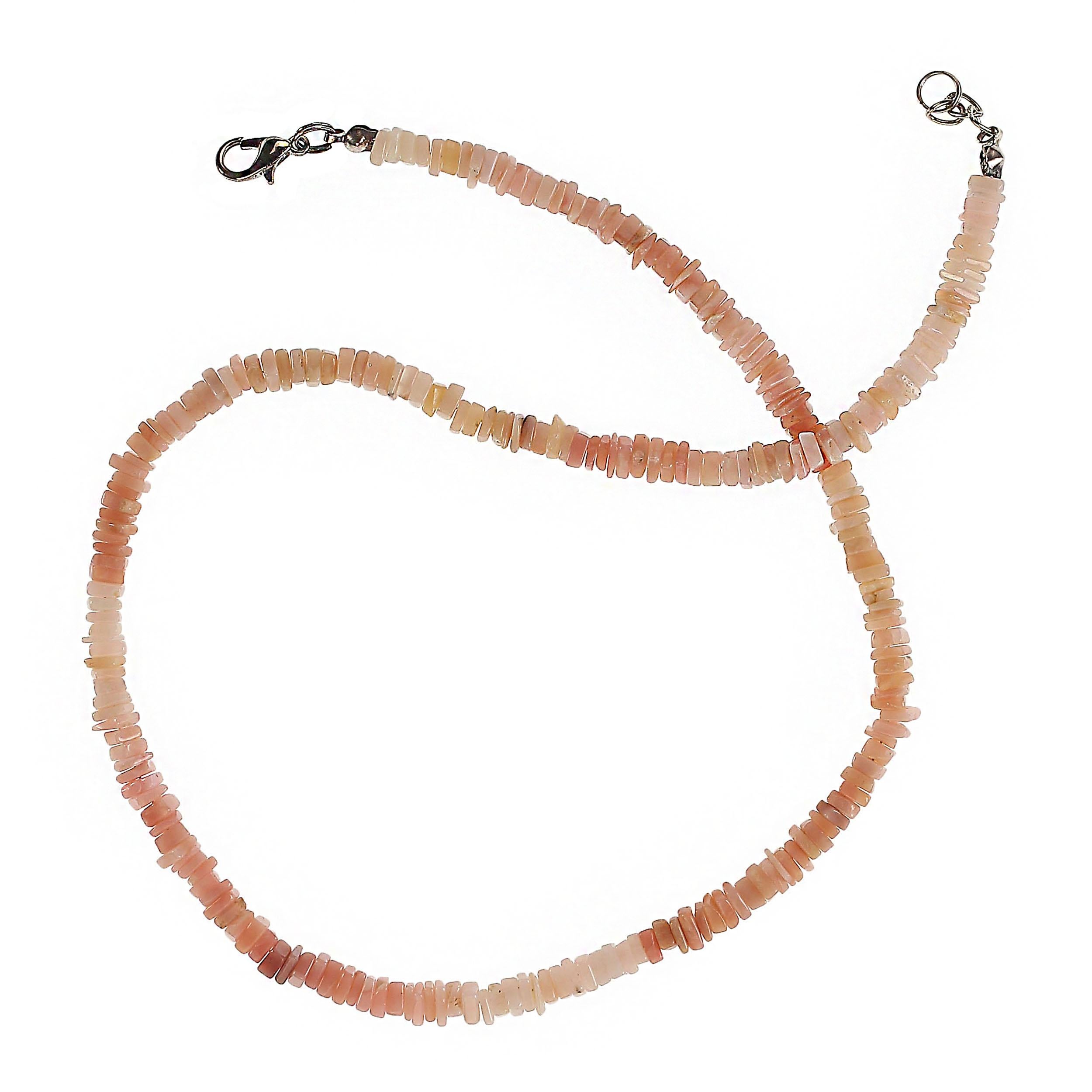 AJD 17 Inch Pink Peruvian Opal necklace      Great  Gift In New Condition For Sale In Raleigh, NC
