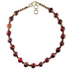 AJD 17 Inch Poppy Jasper with Goldy Accents Necklace Great Gift