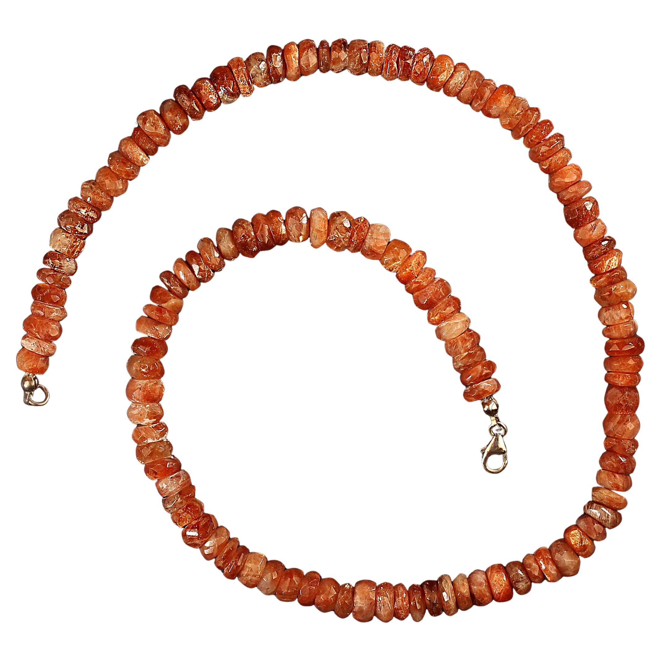 AJD Collar de Piedra Solar de 17 Pulgadas de Rondelas Facetadas de 7MM Gran Regalo en venta