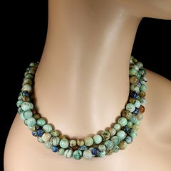 AJD Collier trois brins en chrysocolle et azurite de 17 pouces