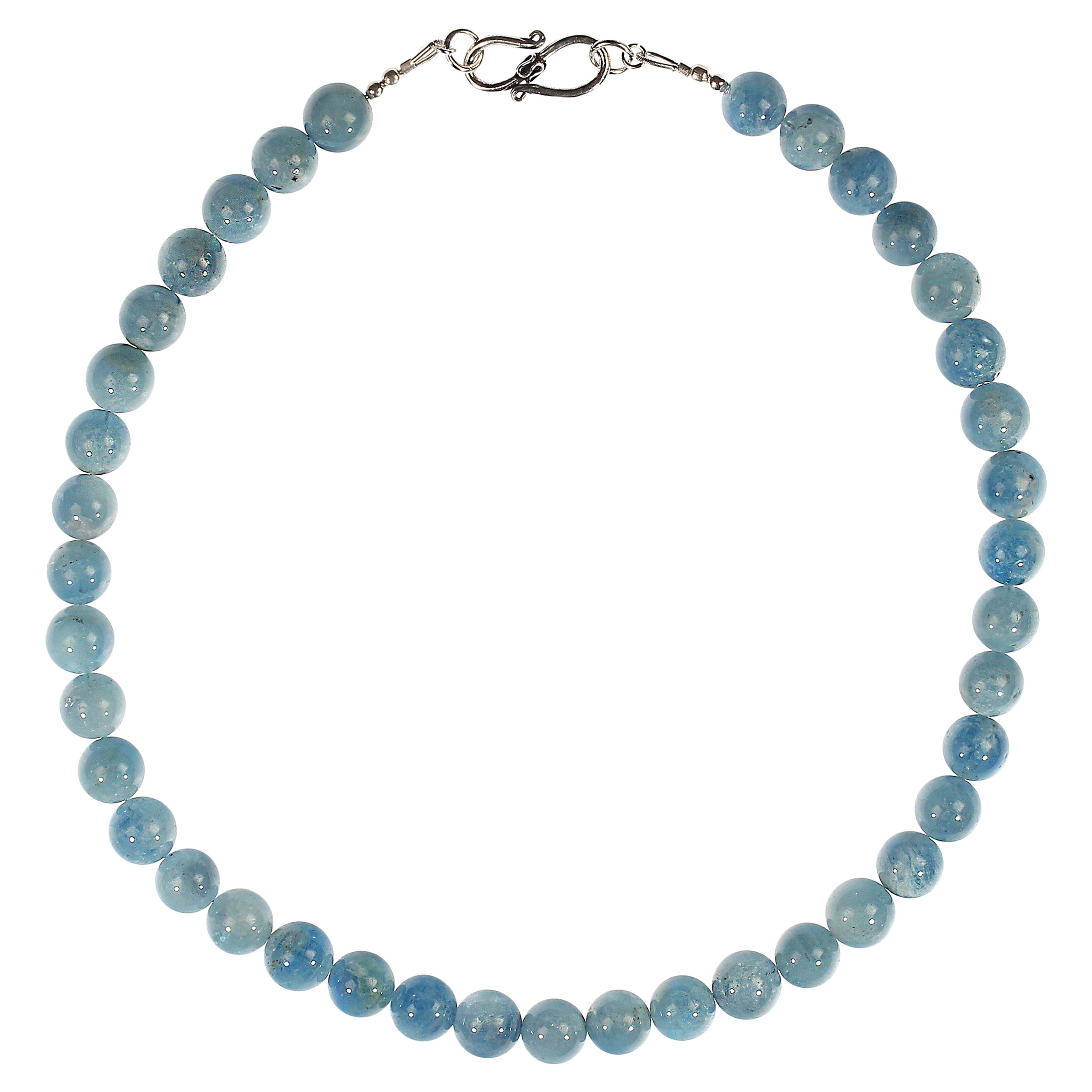 AJD Collier d'aigue-marine translucide bleu moyen/foncé de 17 pouces