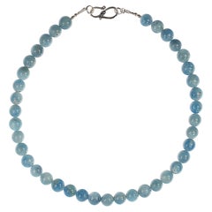 AJD 17 Inch Translucent Medium/Dark Blue Aquamarine Necklace
