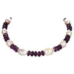 Aria Jewelry Design 17-Inch Freshwater Pearl & Amethyst Necklace, New