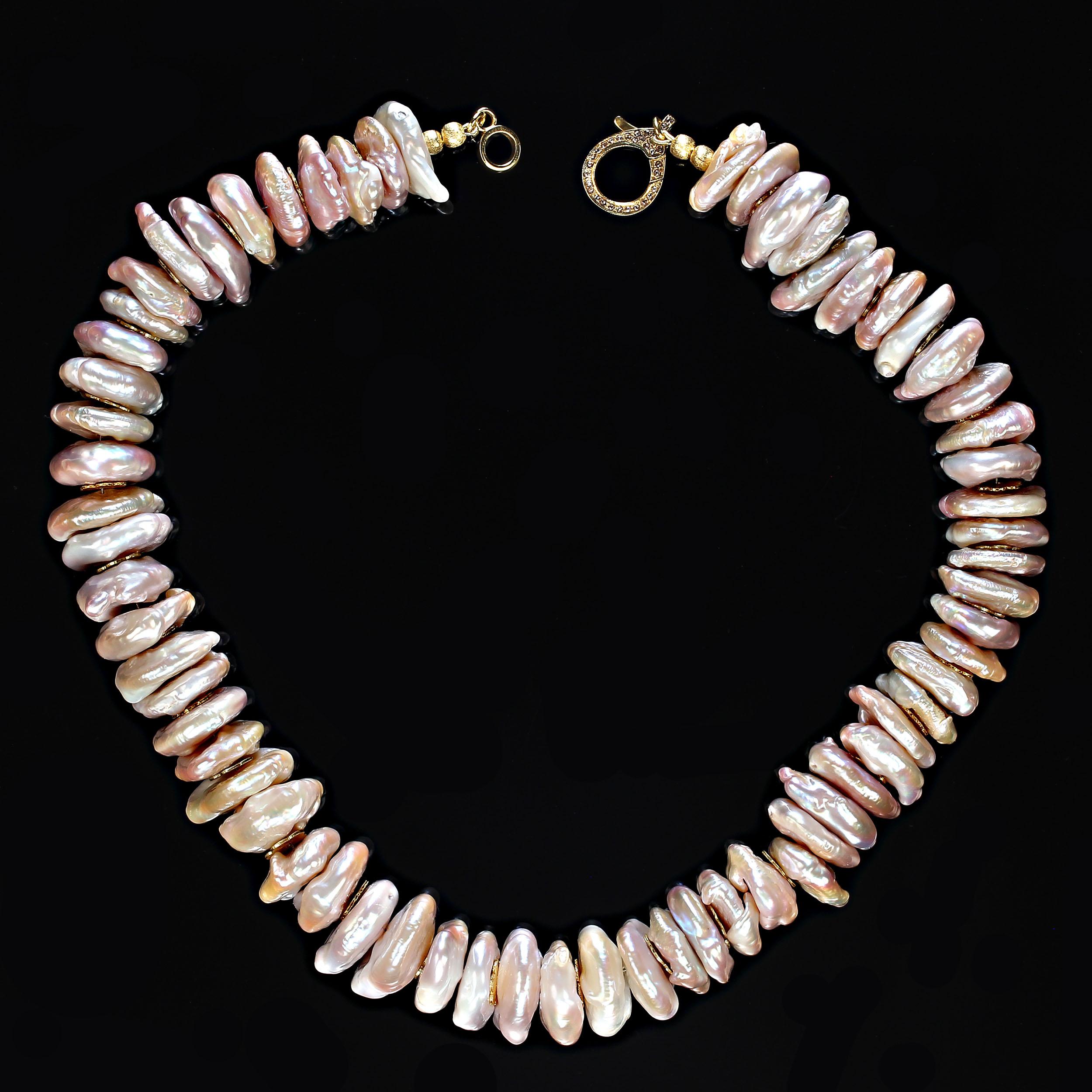 Women's or Men's AJD 17.5 Inch Center Drilled Light Peachy Coin Pearl Necklace  Great Gift For Sale