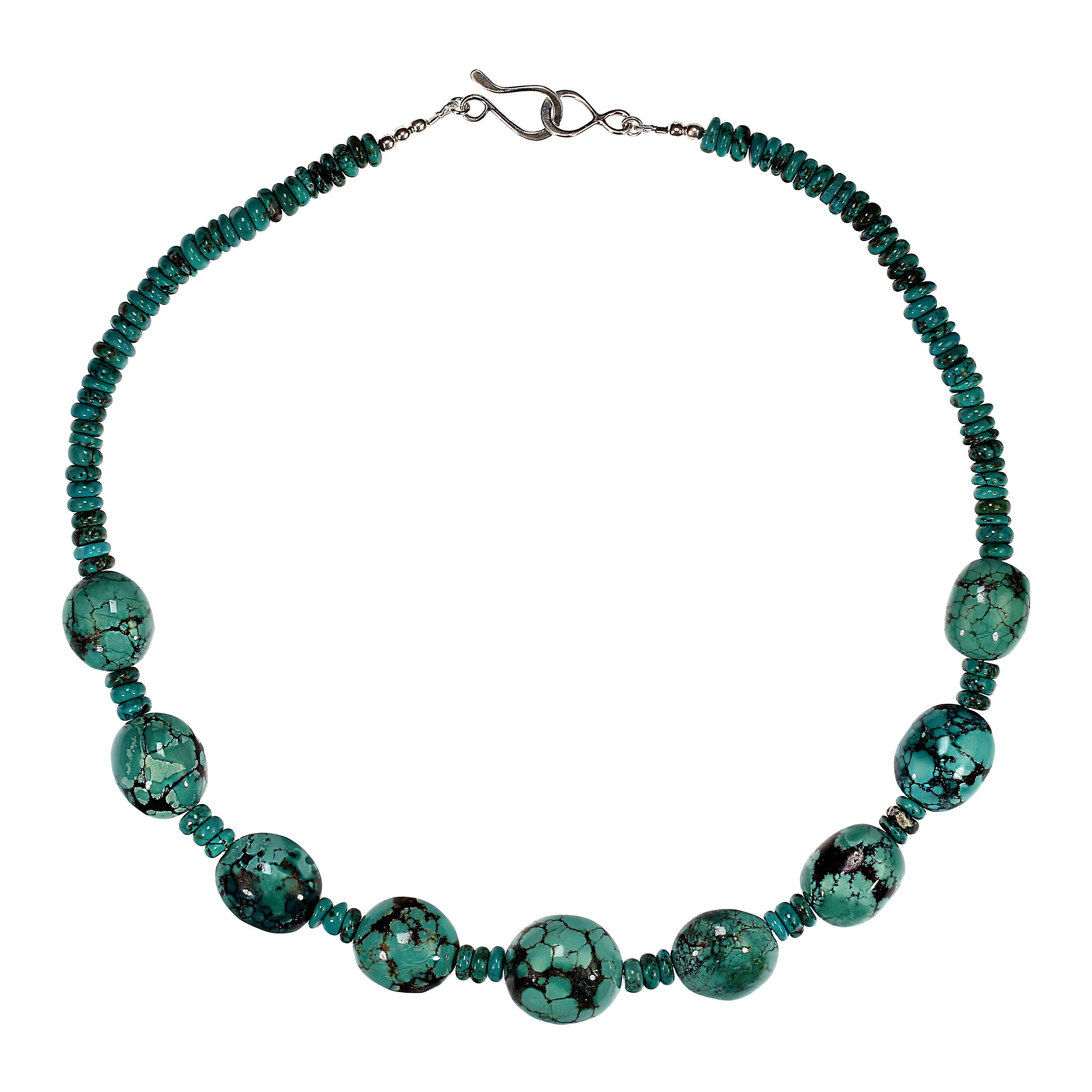 AJD Collier de 18 pouces avec pépites de turquoise polies et délicates en vente