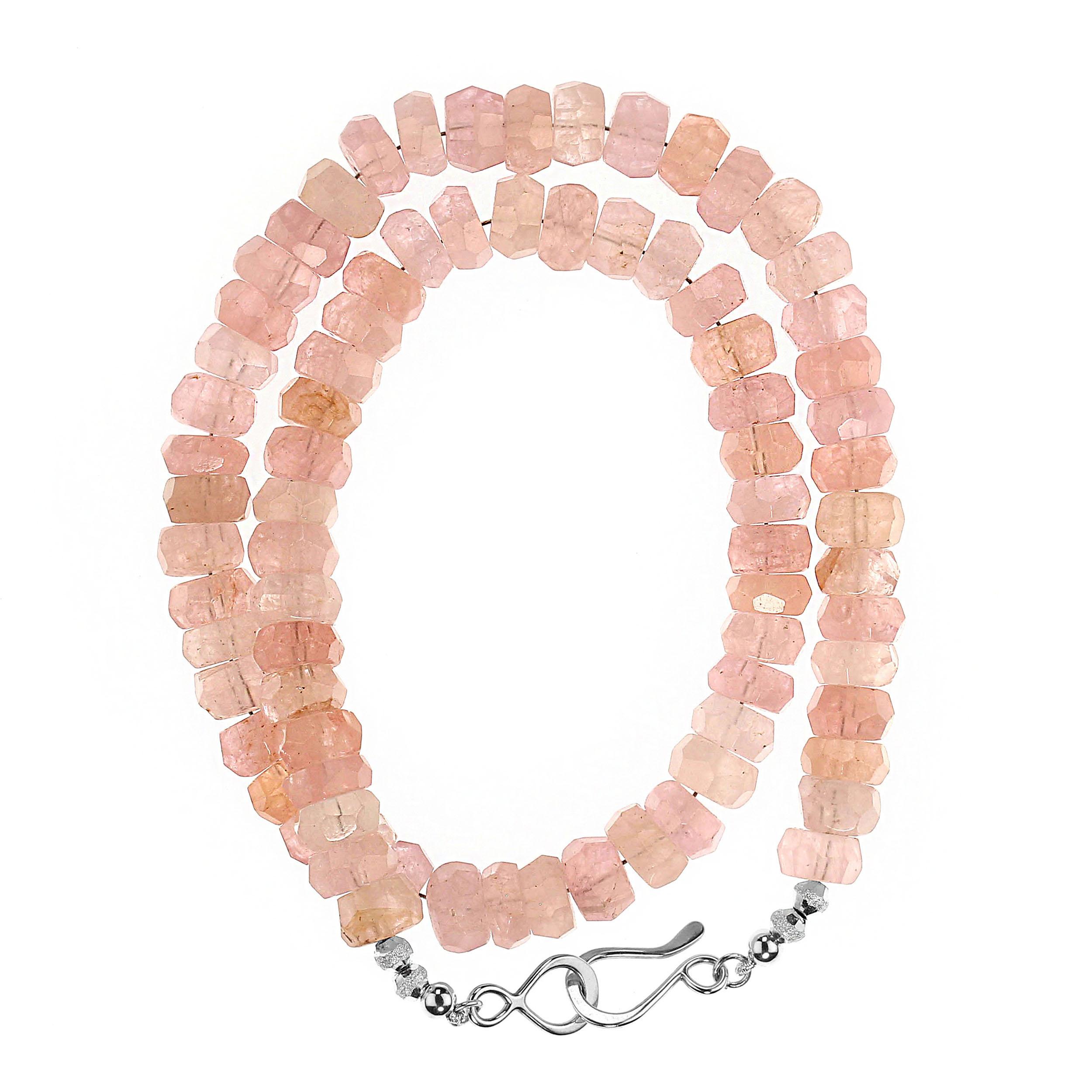 Bead AJD 18 Inch Elegant Pinky Morganite faceted Rondel necklace      Perfect Gift For Sale