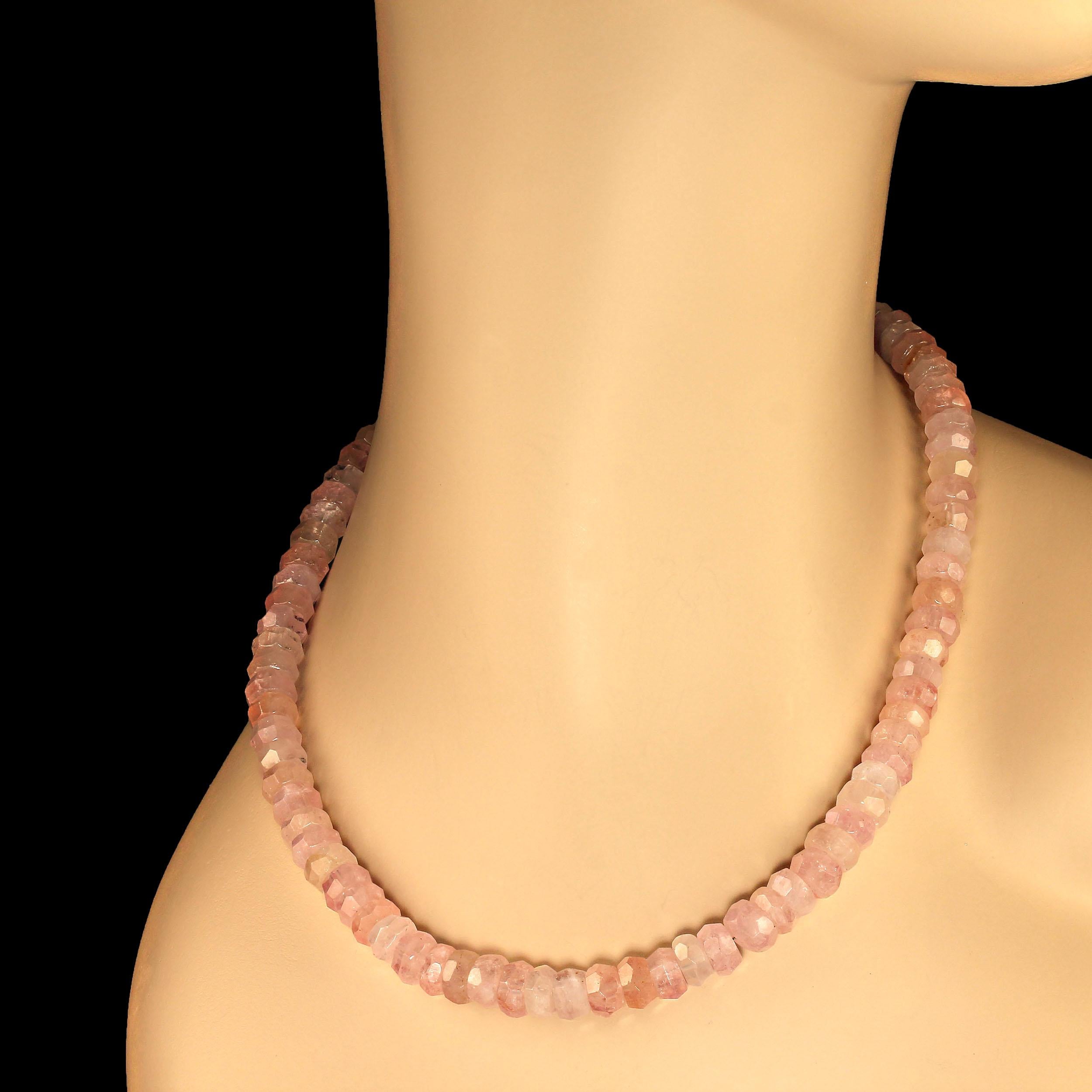 AJD 18 Inch Elegant Pinky Morganite faceted Rondel necklace      Perfect Gift For Sale 2