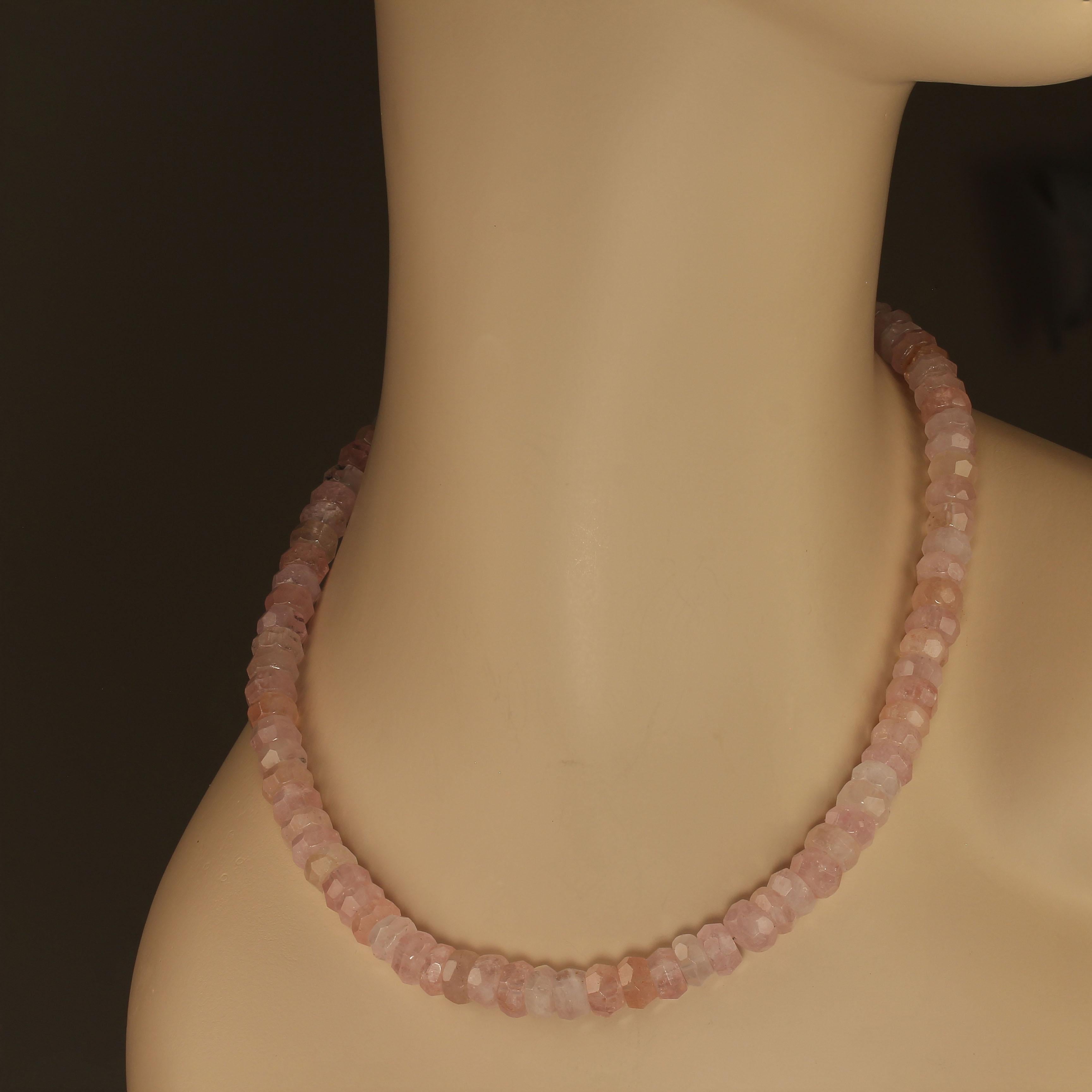 Artisan AJD 18 Inch Elegant Pinky Morganite faceted Rondel necklace      Perfect Gift For Sale