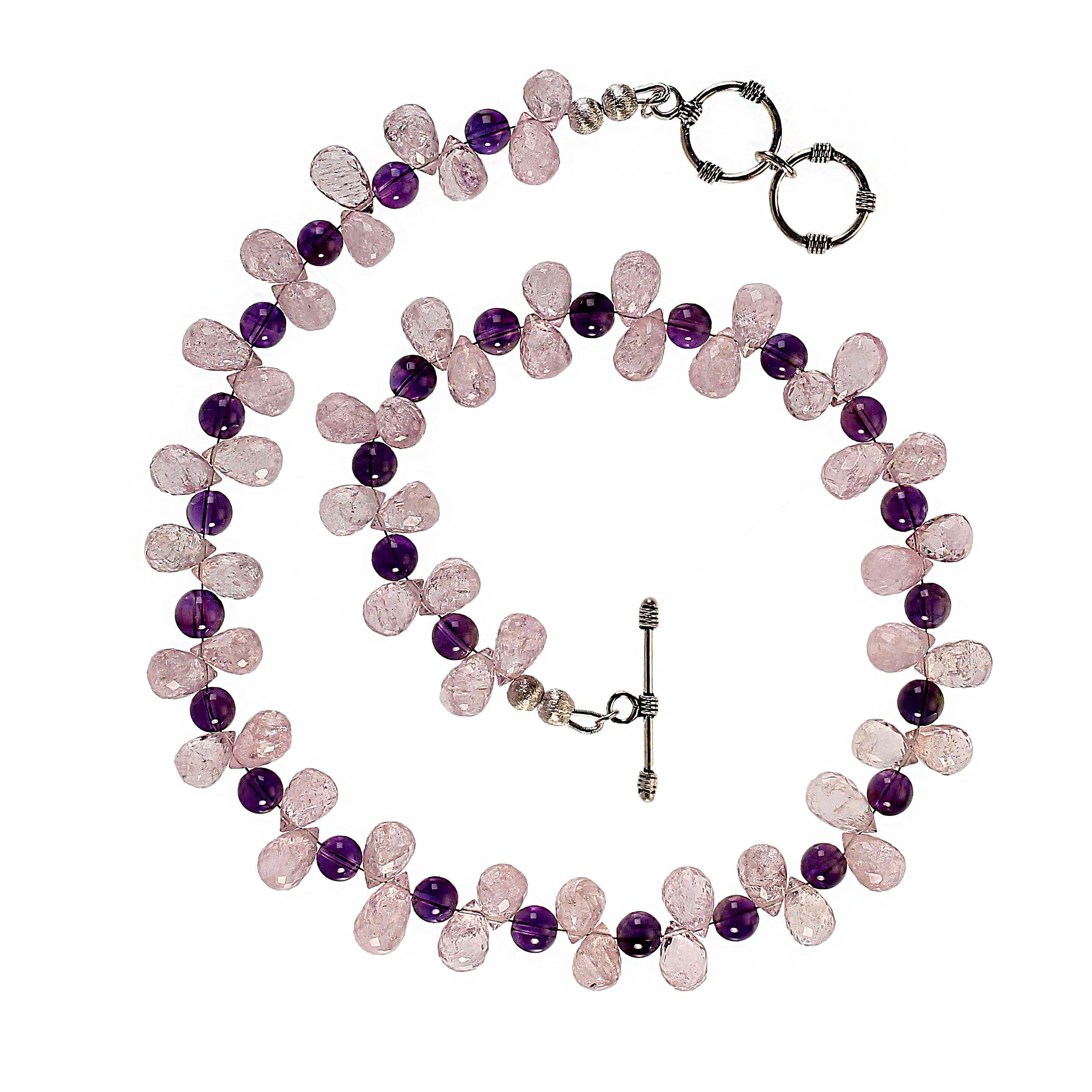 da uomo o donna AJD Collana scintillante di Morganite e Ametista da 18 pollici in vendita