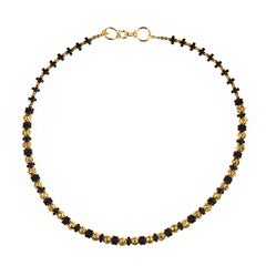 AJD 18 Inch Gold Wash Lava Rock and Matt Black Onyx Necklace