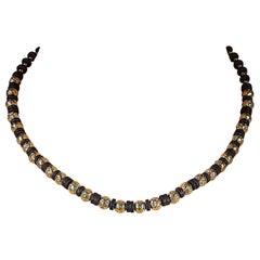 AJD 18 Inch Gold Wash Lava Rock and Matt Black Onyx Necklace