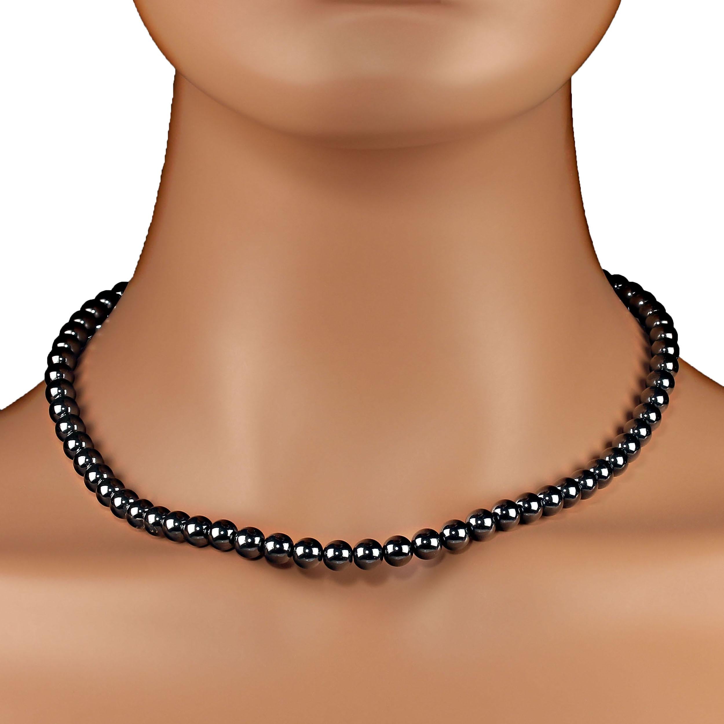 AJD 18 Inch Hematite Necklace with Silver Clasp    Perfect Gift! For Sale 1