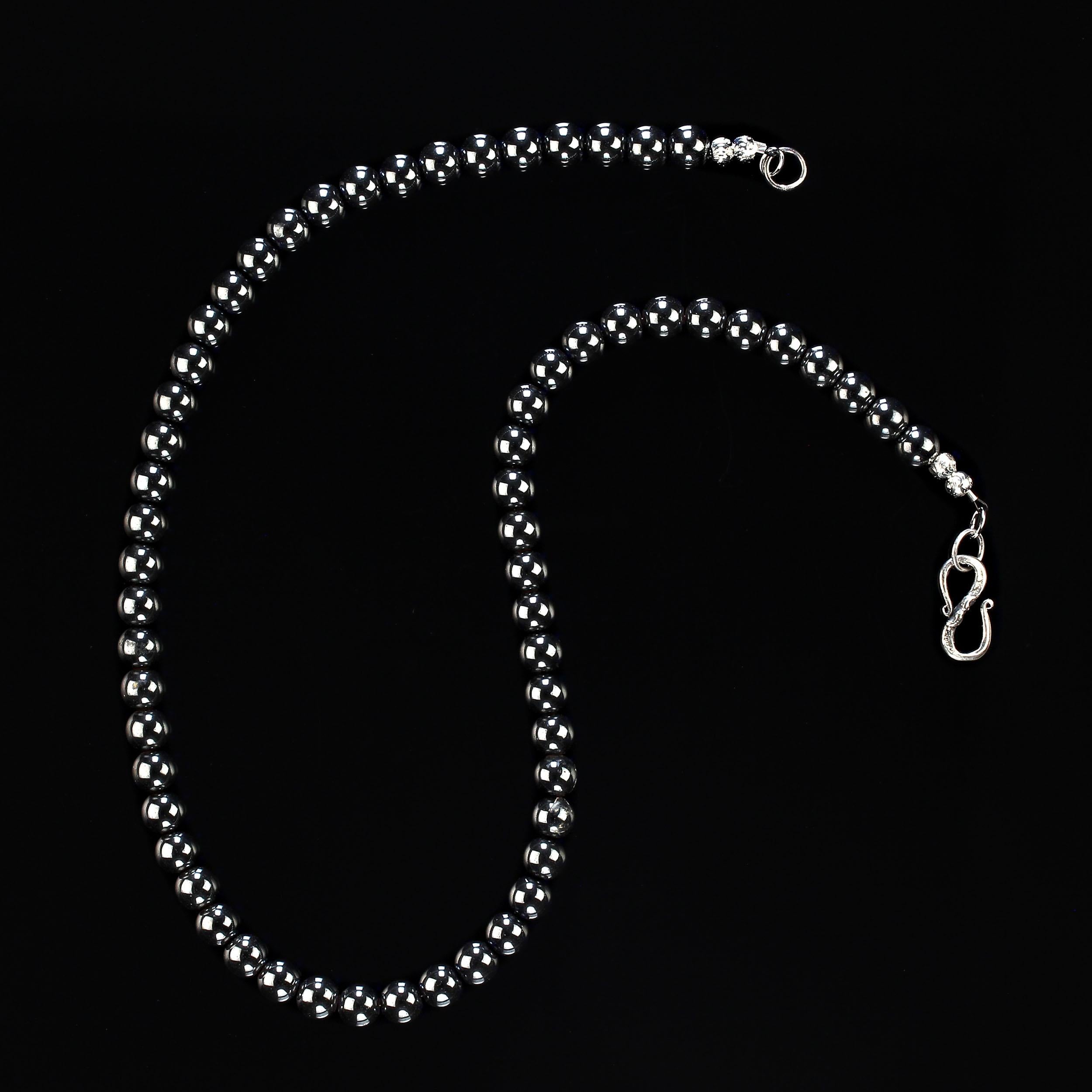 AJD 18 Inch Hematite Necklace with Silver Clasp    Perfect Gift! For Sale 3