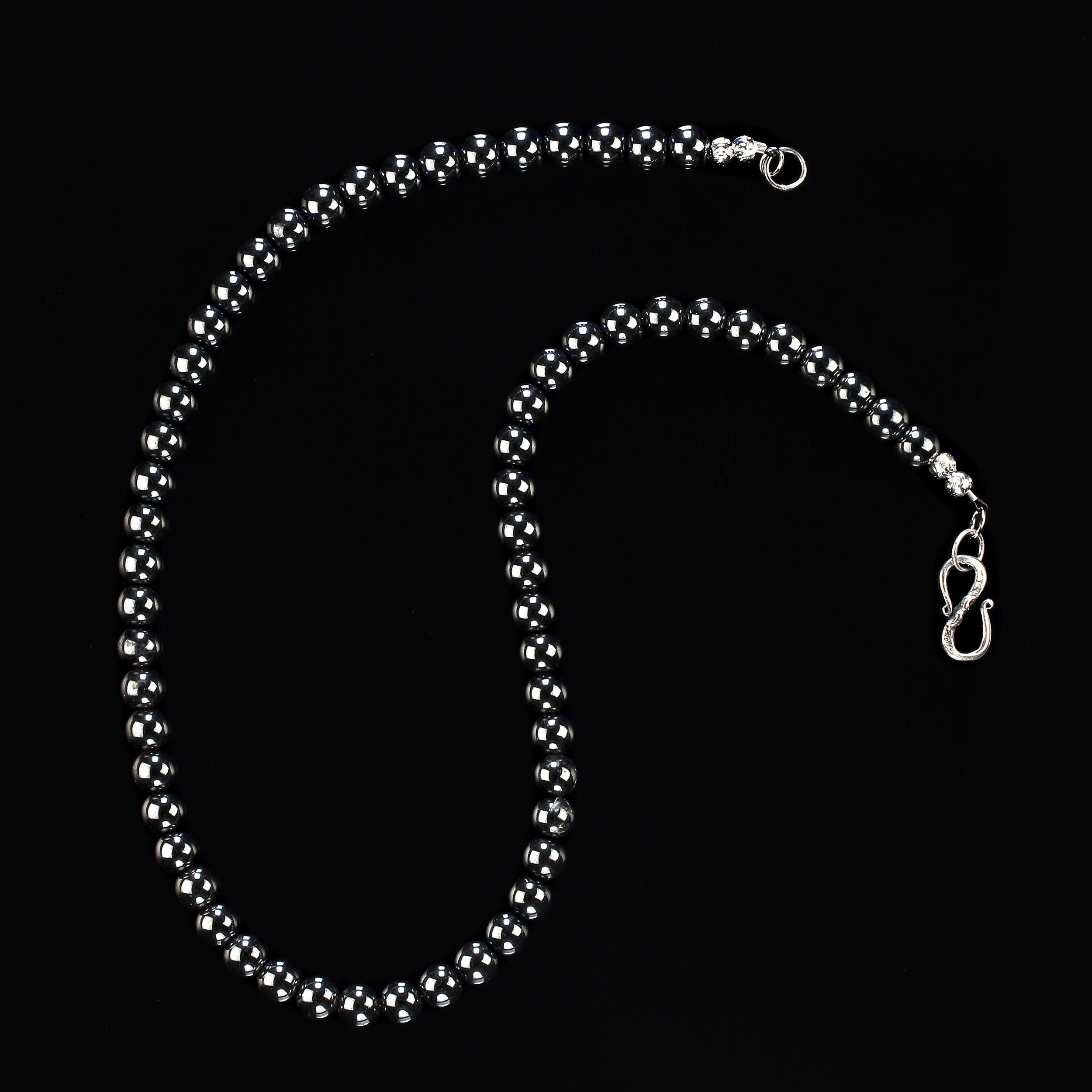 Bead AJD 18 Inch Hematite Necklace with Silver Clasp    Perfect Gift! For Sale