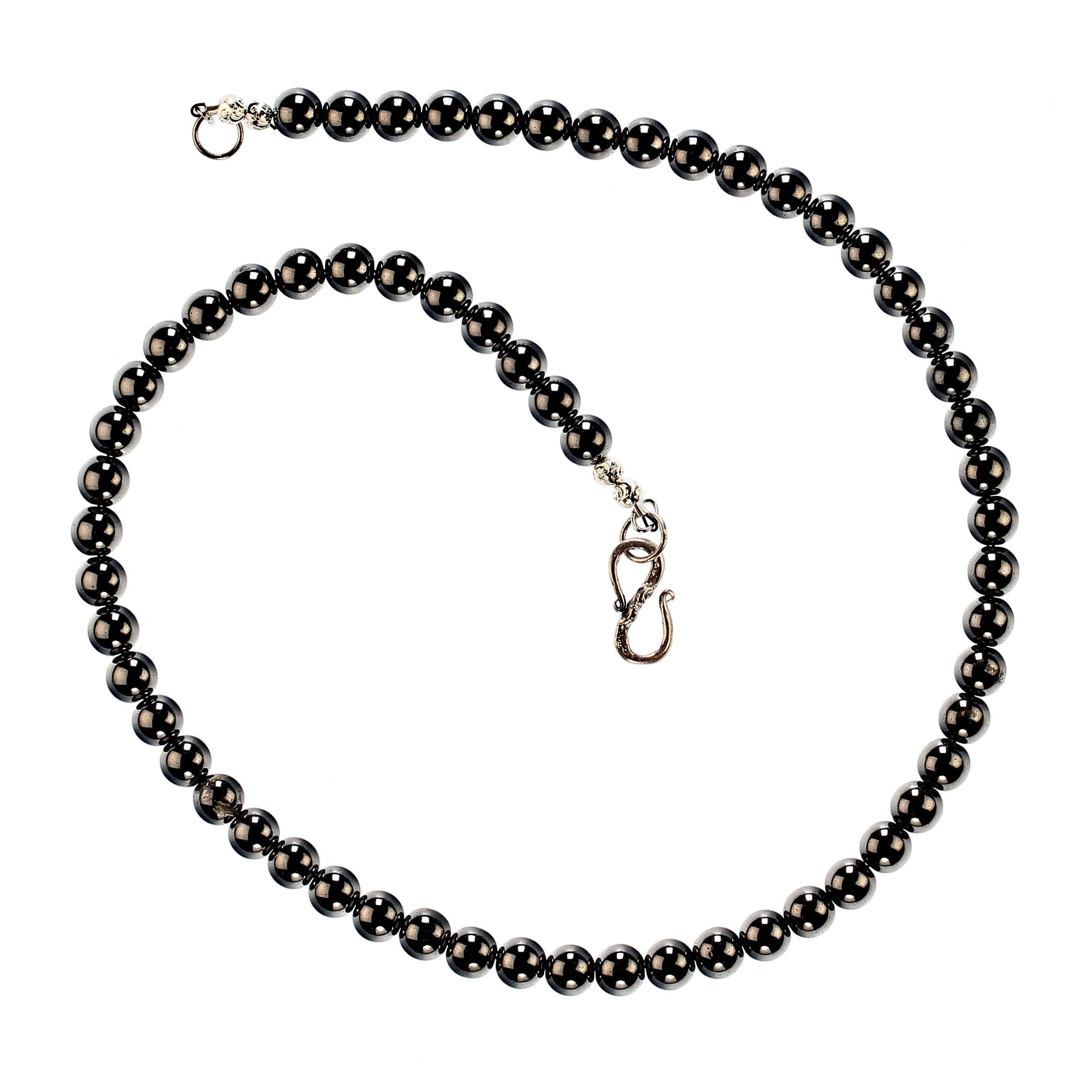 Women's or Men's AJD 18 Inch Hematite Necklace with Silver Clasp    Perfect Gift! For Sale