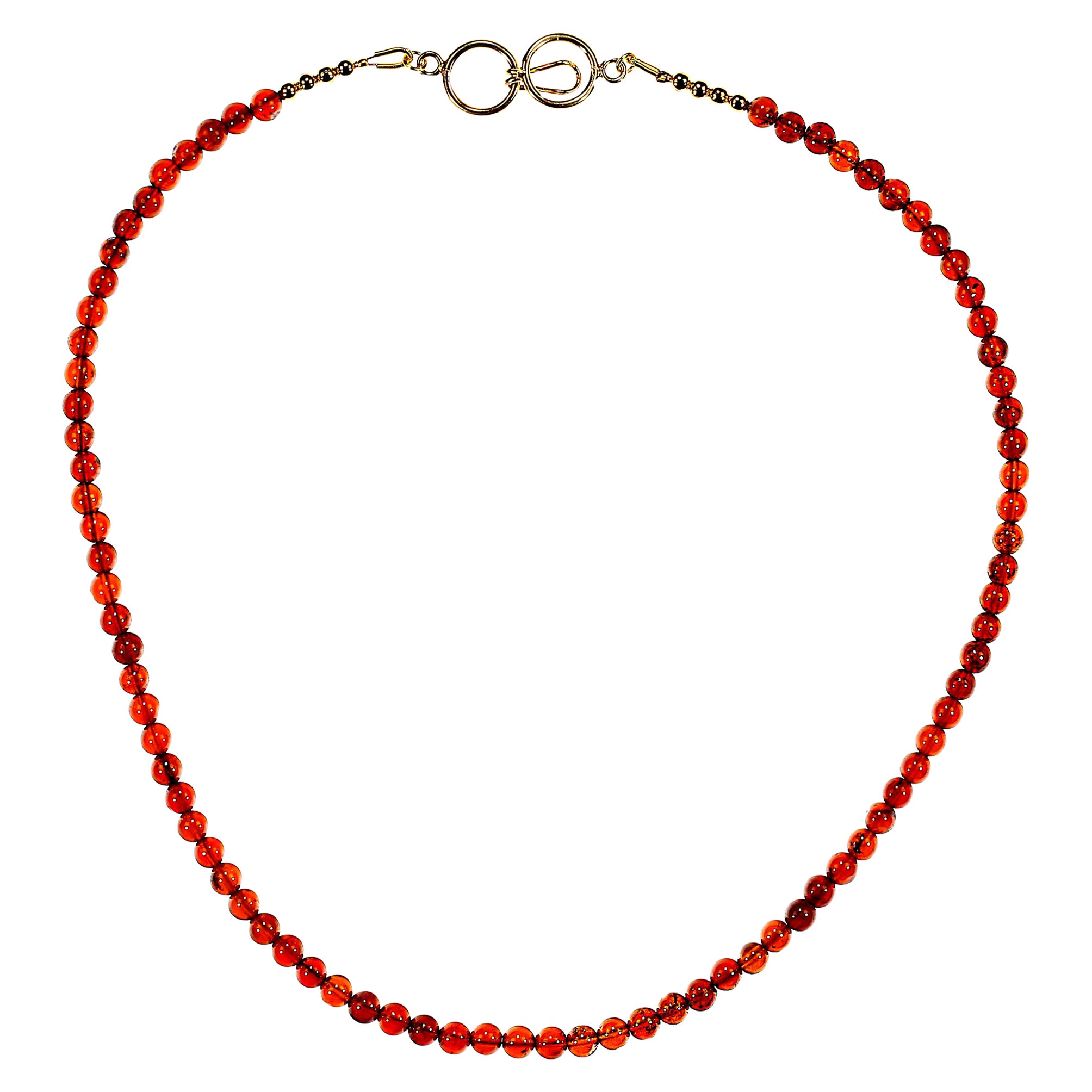 AJD 18 Inch Hessonite Garnet Necklace Smooth 5 MM Round January Birthstone