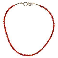 AJD 18 Inch Hessonite Garnet Necklace Smooth 5 MM Round January Birthstone