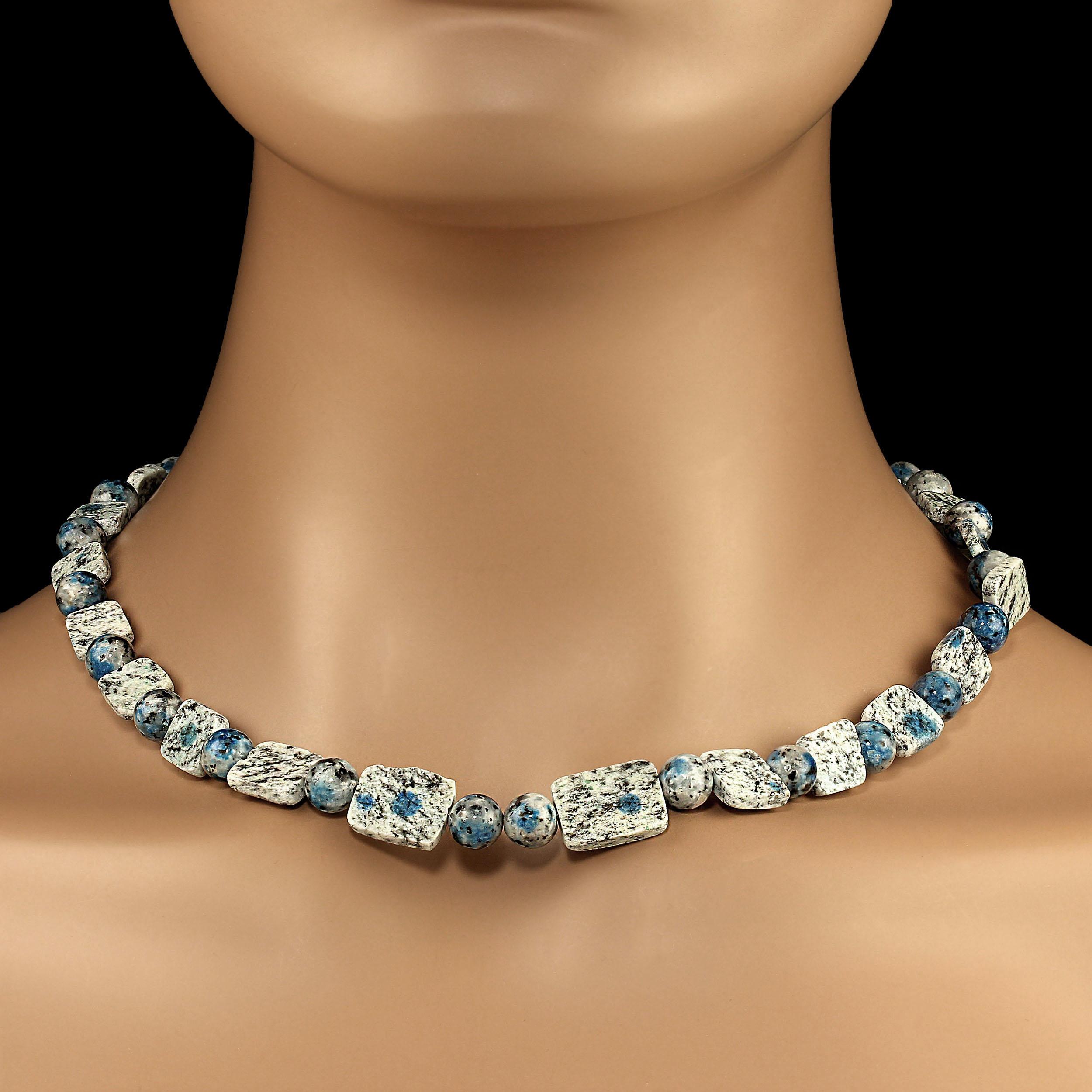 Artigiano Collana AJD da 18 pollici in diaspro bianco e blu 