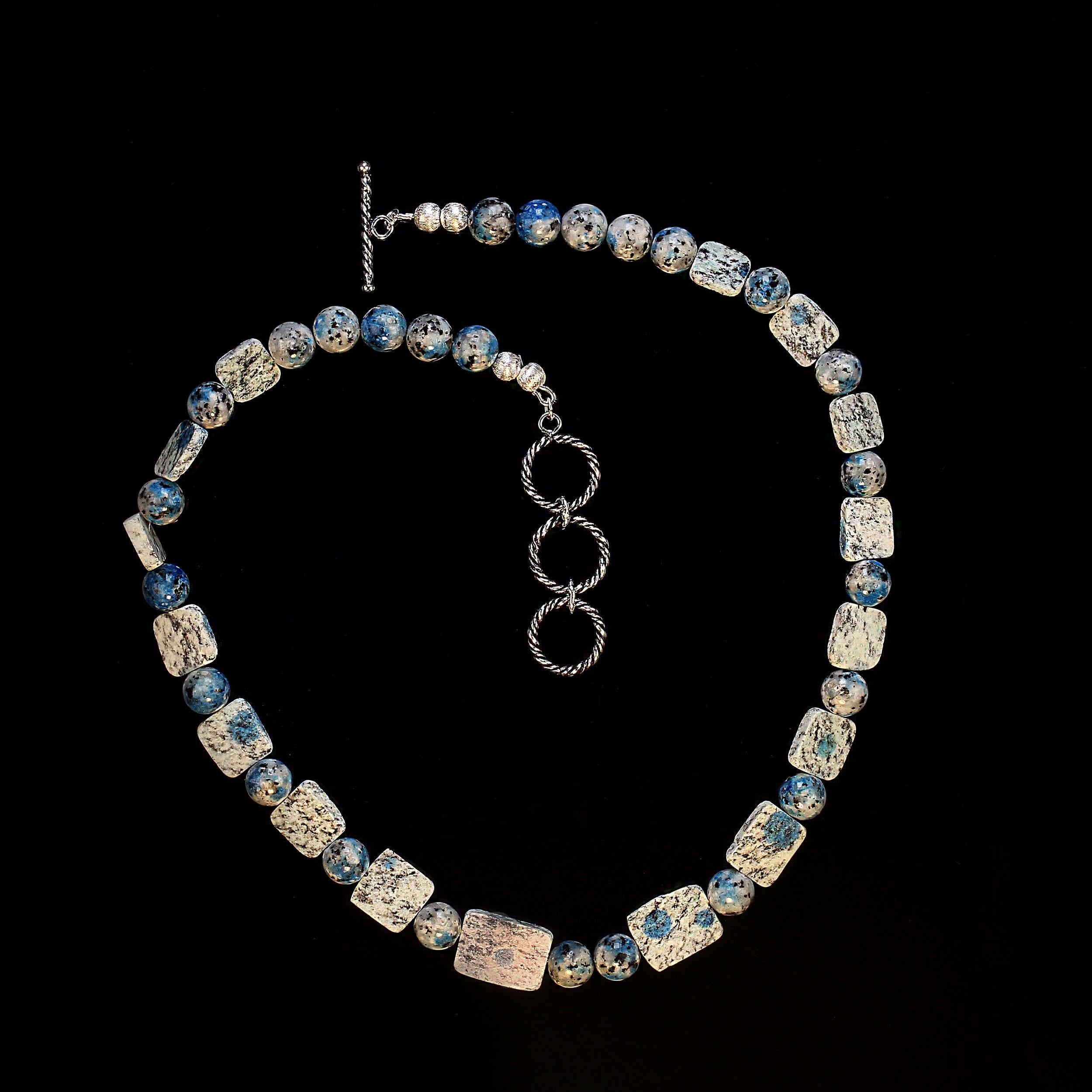 Collana AJD da 18 pollici in diaspro bianco e blu 