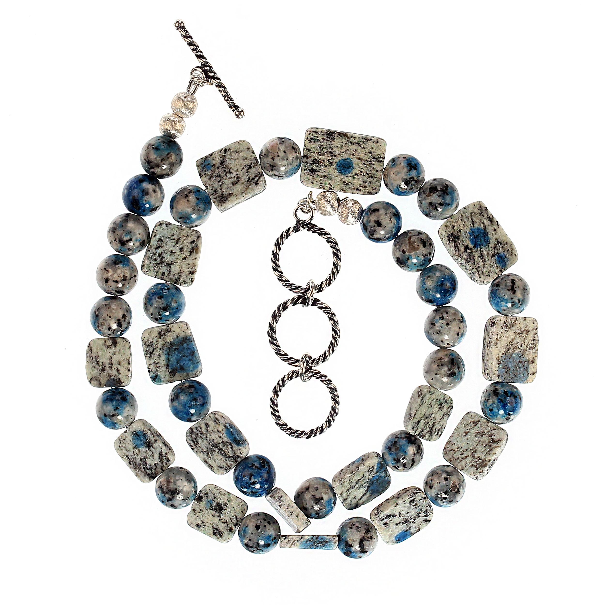 Collana AJD da 18 pollici in diaspro bianco e blu 