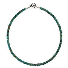 AJD 18 Inch Kingman Turquoise necklace 6 MM Smooth Rondelles Perfect Gift