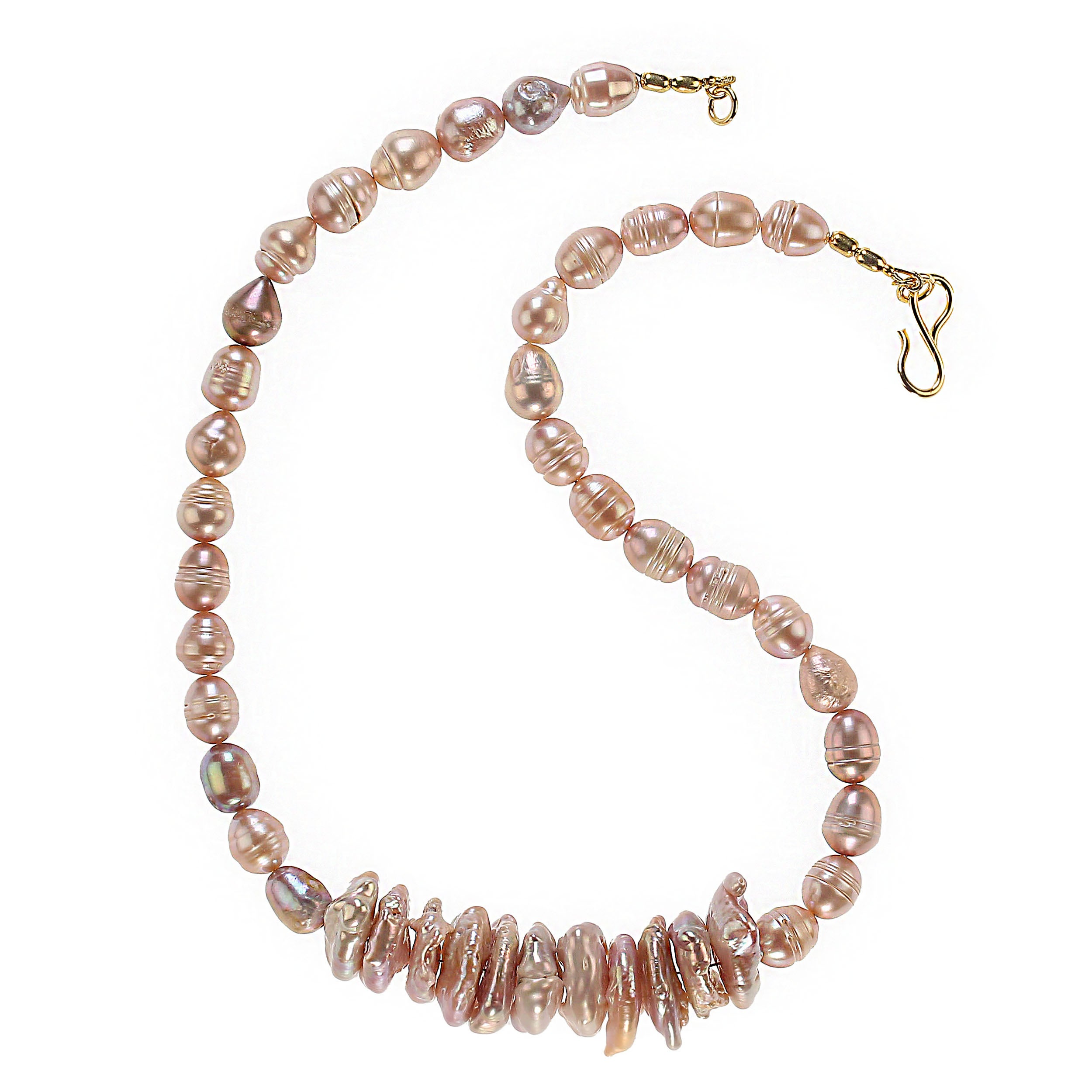 Artisan AJD 18 Inch Mauvy/Pink Potato Pearl and Coin Pearl Necklace June Birthstone